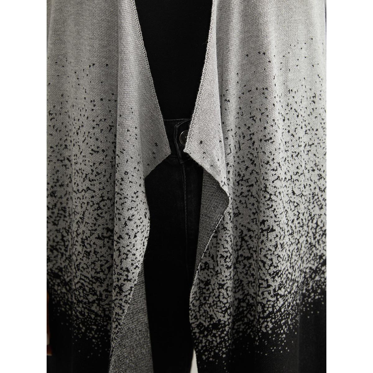 Plus Size Ombre Asymmetrical Open Front Cardigan DarkGray Women Casual Loose Long Sleeve Everyday Cardigans BloomChic 14-16/1X Product Image