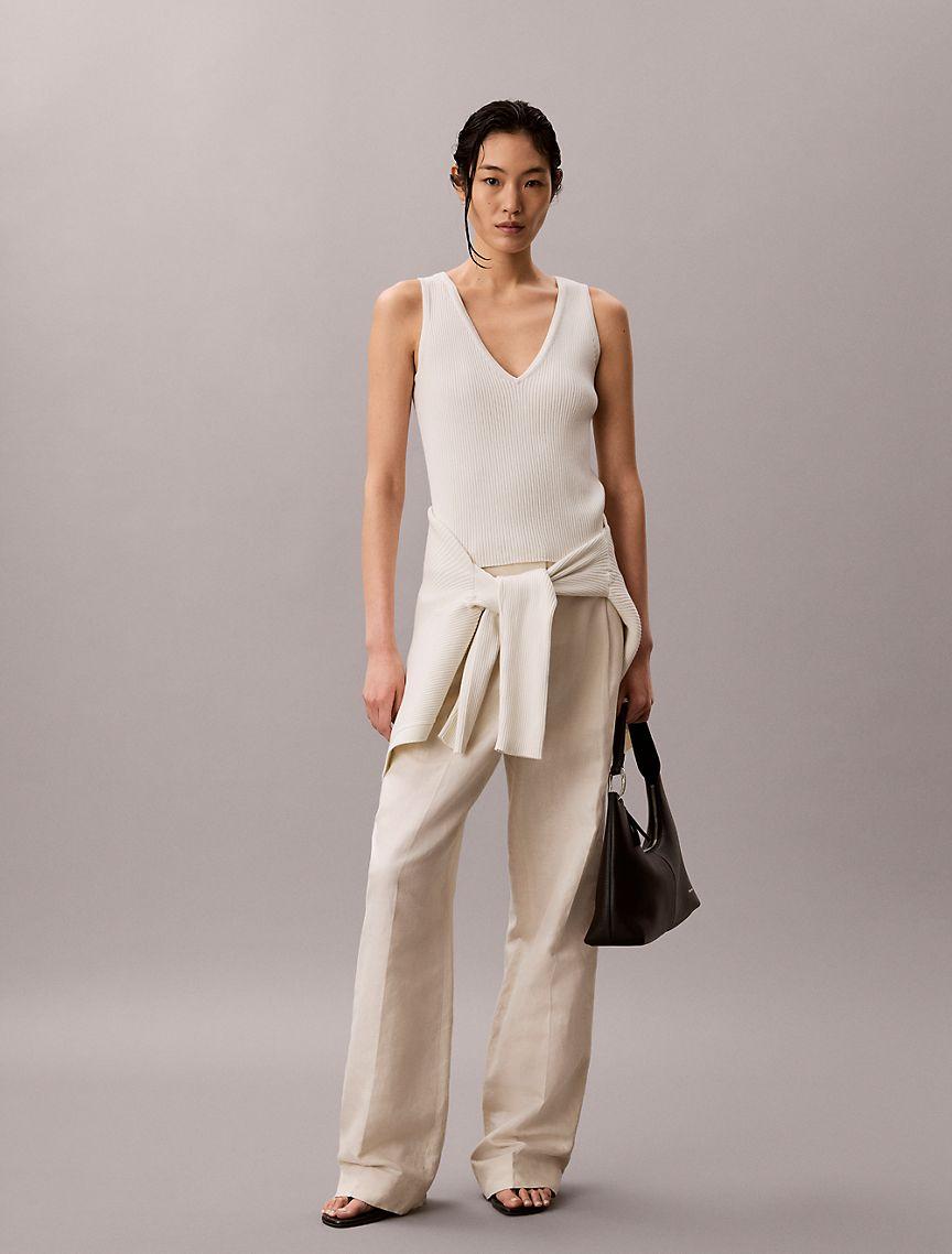 Cotton Rib Cardigan and Tank Set Product Image