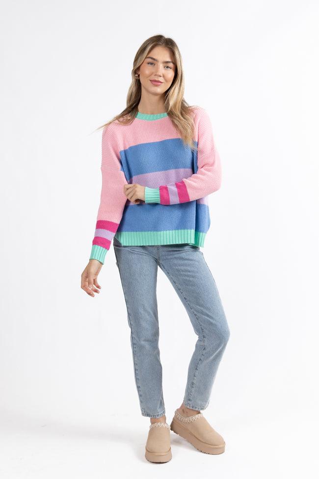 Break The Ice Multi Color Oversized Stripe Sweater FINAL SALE Product Image