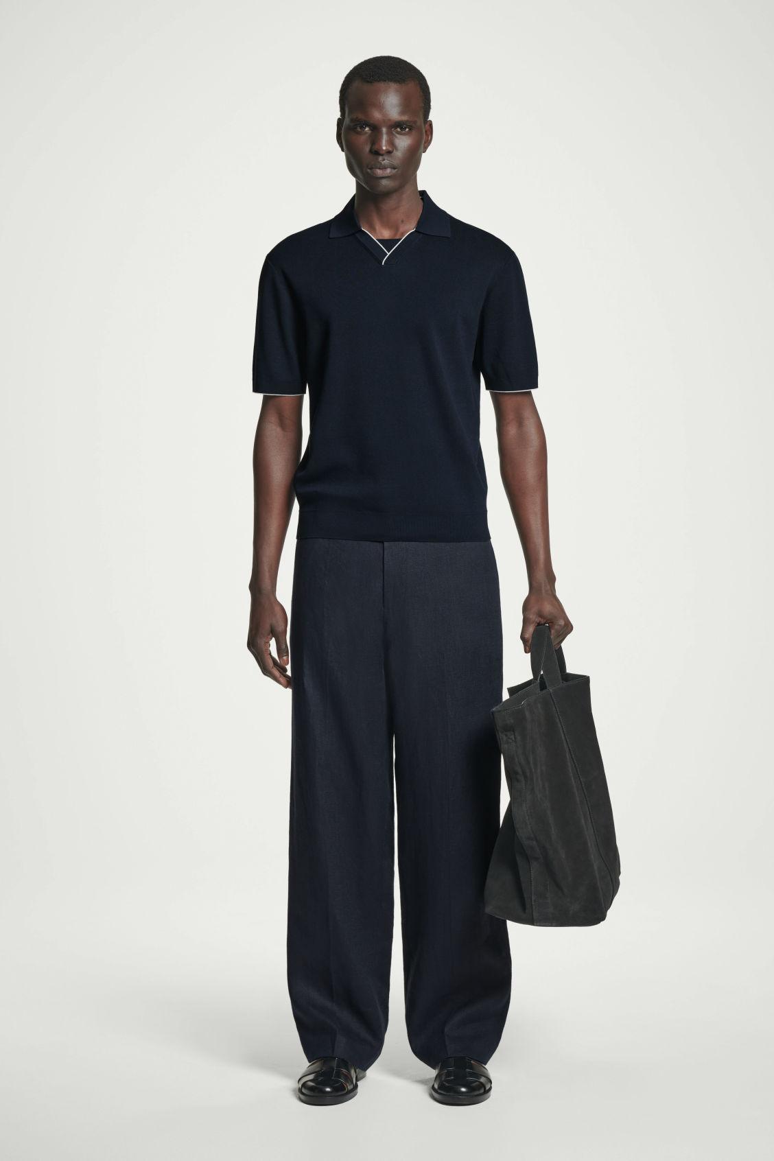 CONTRAST-TIPPED KNITTED POLO SHIRT Product Image