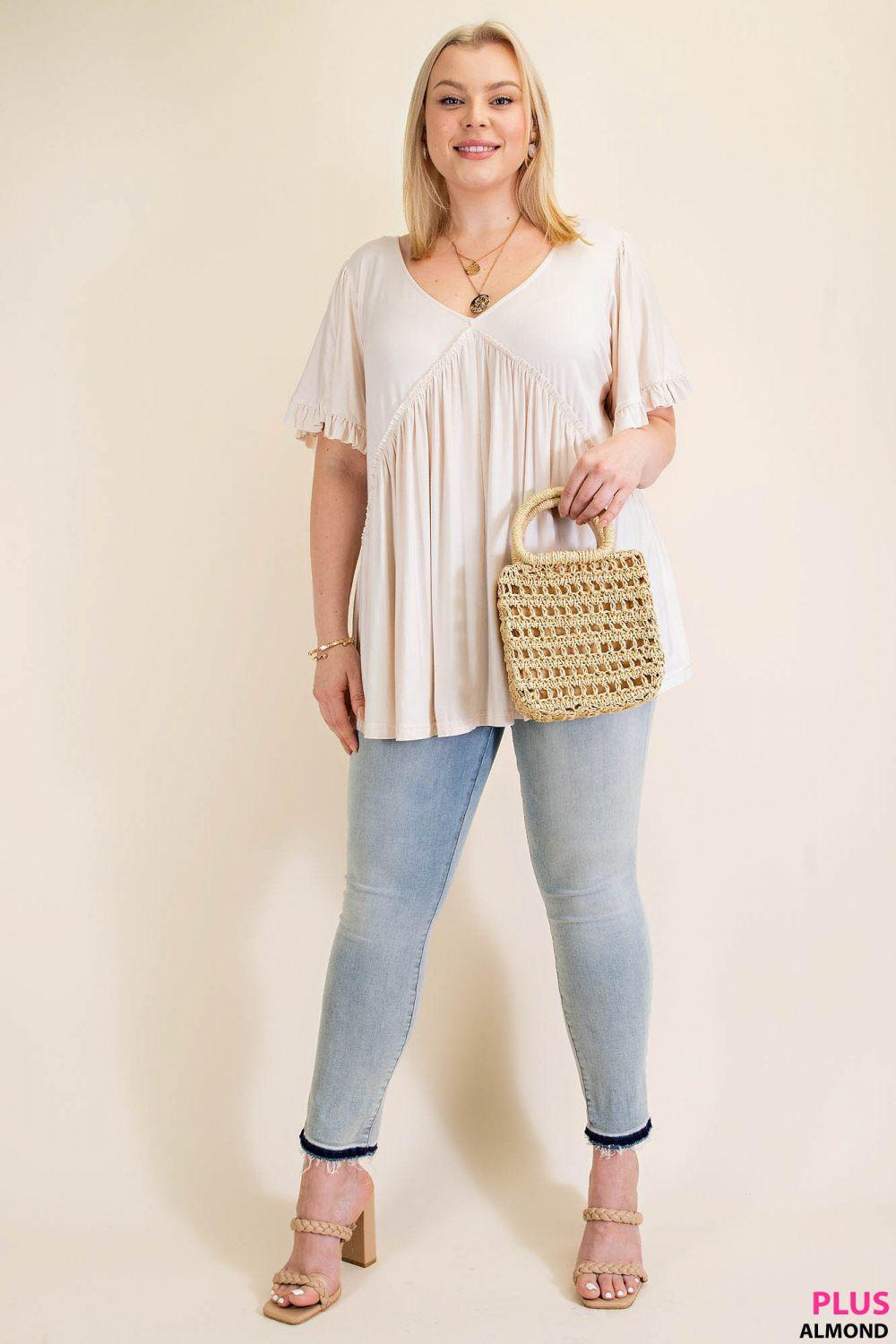 7275   Gracie Bell Sleeve Ruffle Top - Reg & Plus! Product Image