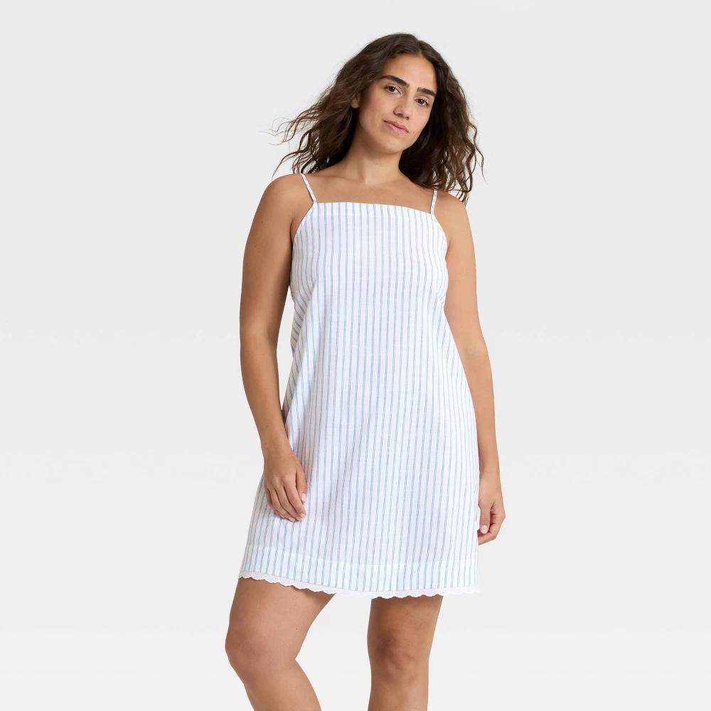 Women's Cotton Blend Chemise - Auden™ White Stripe 4X Product Image