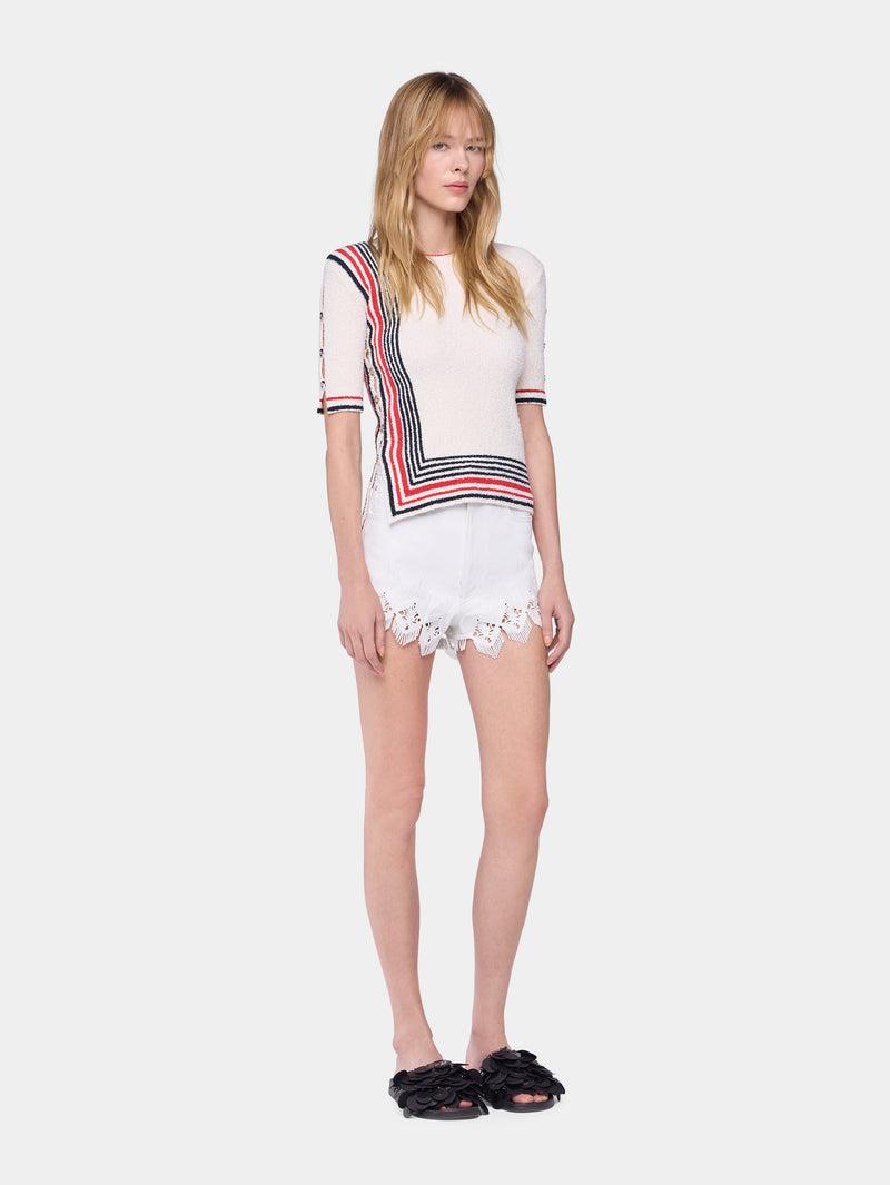 SHORTS IN DENIM WITH EMBROIDERY DETAILS Product Image