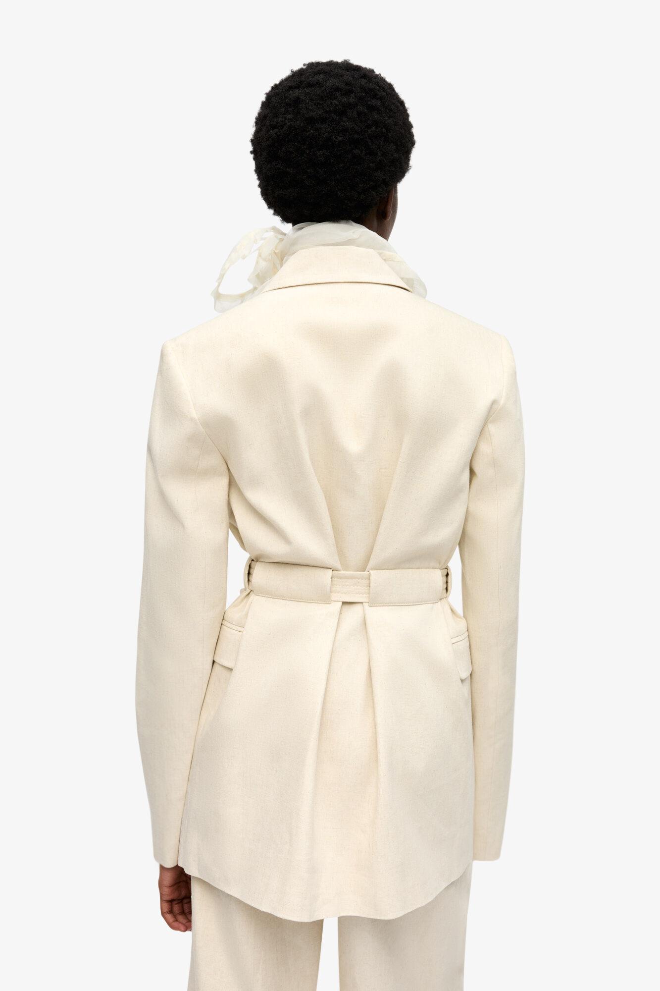 Ivory Cotton Melange Tailoring Blazer Product Image