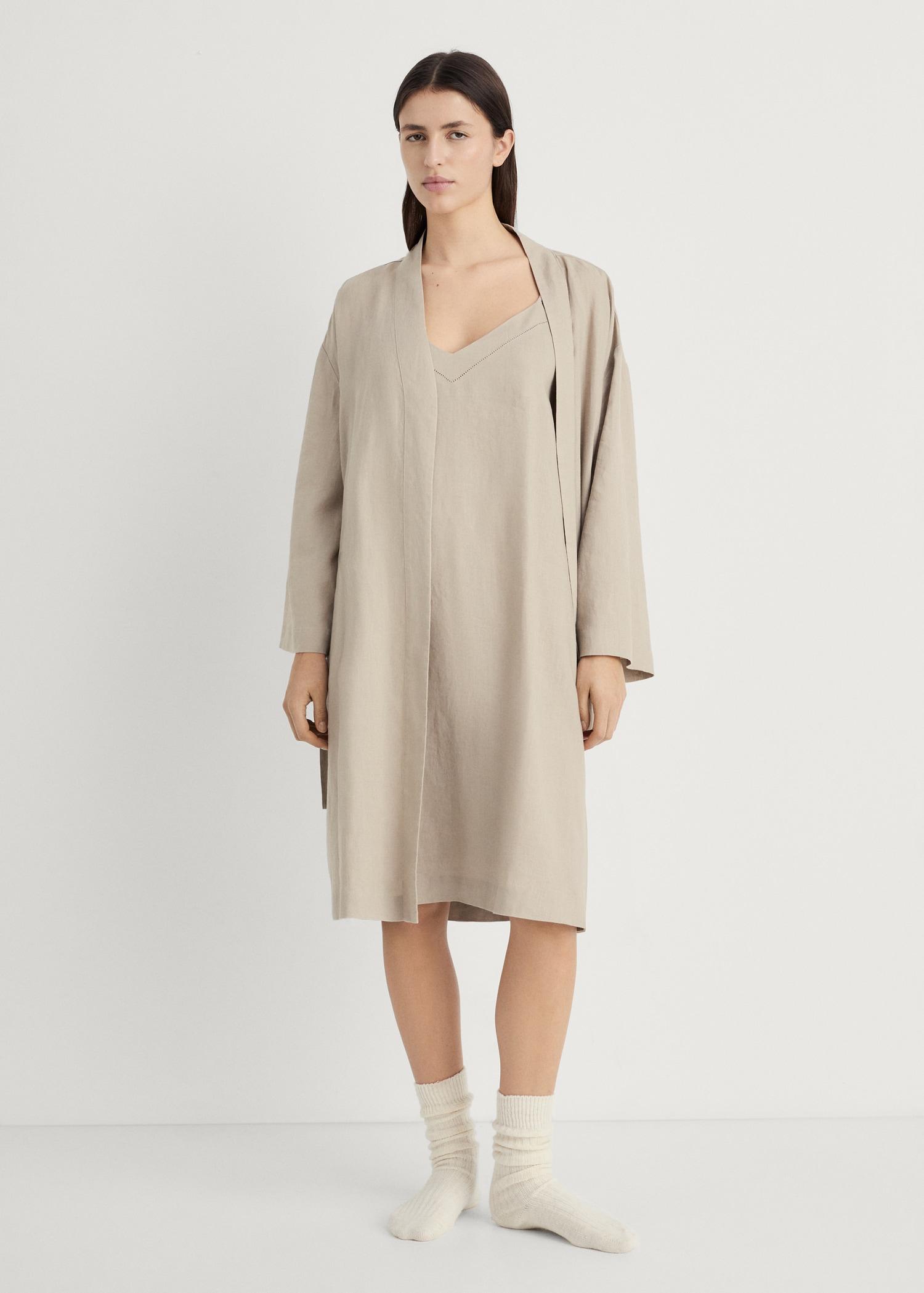 Linen nightgown - Women | MANGO USA Product Image