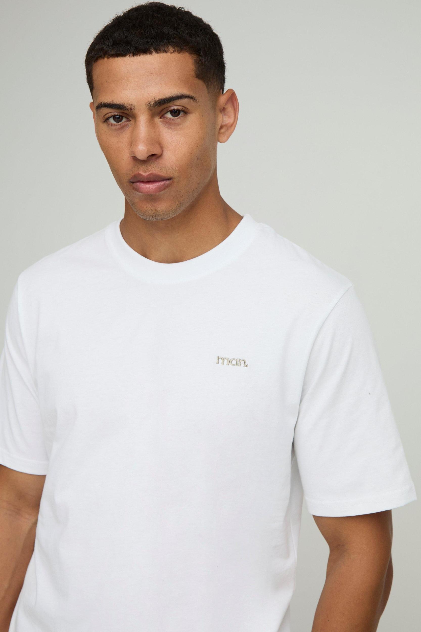 Regular Fit MAN. Embroidered T-Shirt and Short Set | boohooMAN USA Product Image