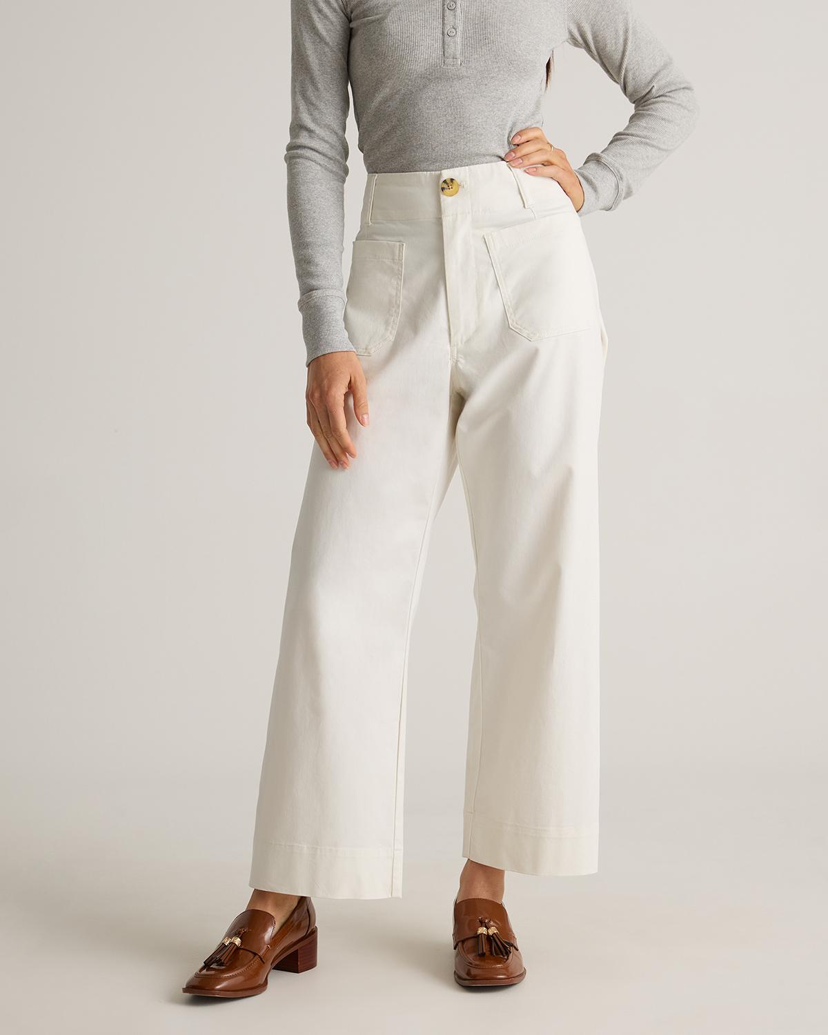 Quince | Women's Organic Stretch Cotton Chino Cropped Wide Leg Pants Organic Cotton Product Image