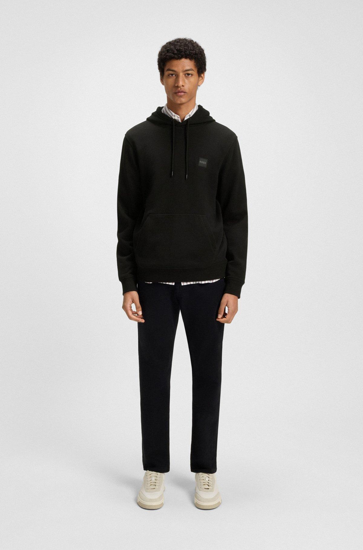 BOSS - Regular-fit hoodie in cotton terry with logo patch - Light Green Product Image