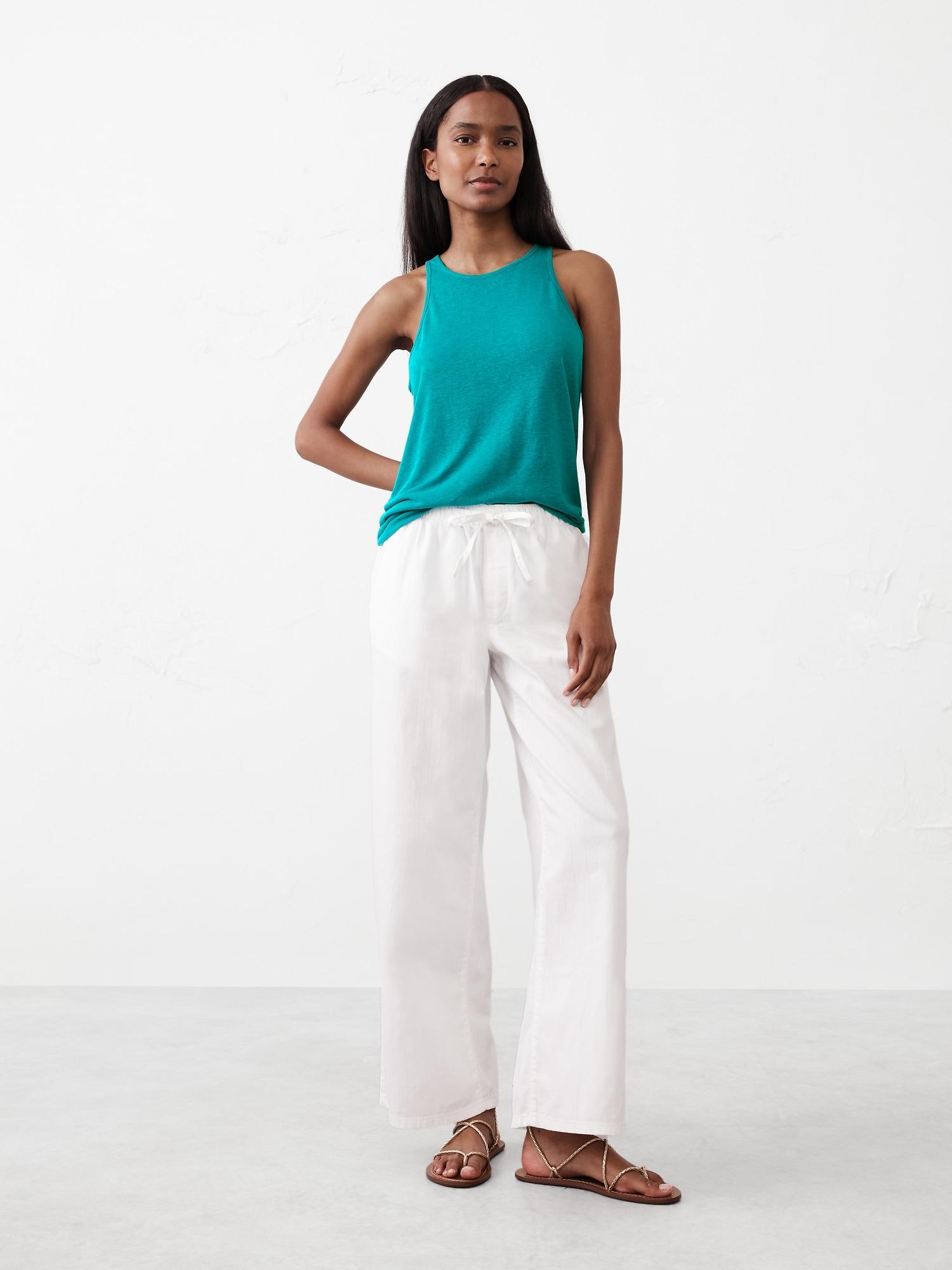 Linen-Blend Racer-Back Tank Product Image