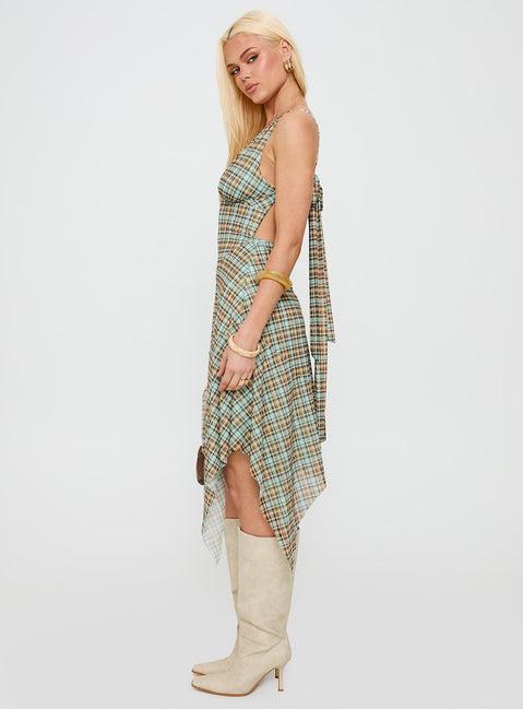 Blaize Asymmetrical Midi Dress Multi Check Product Image