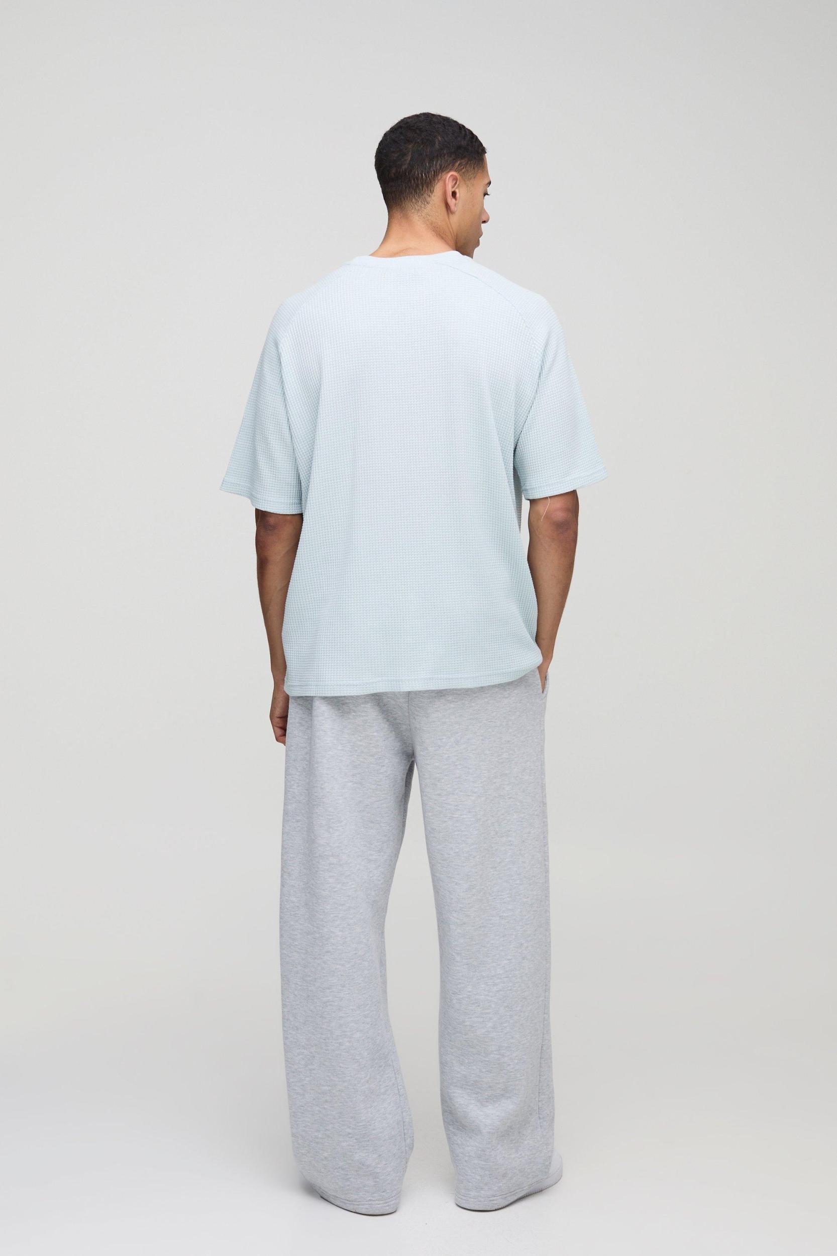 Oversized Raglan Waffle Print T-Shirt | boohooMAN USA Product Image