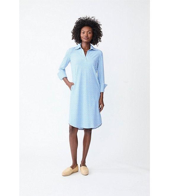 J.McLaughlin Printed Catalina Cloth Collared V-Neck Long Sleeve Dress Product Image