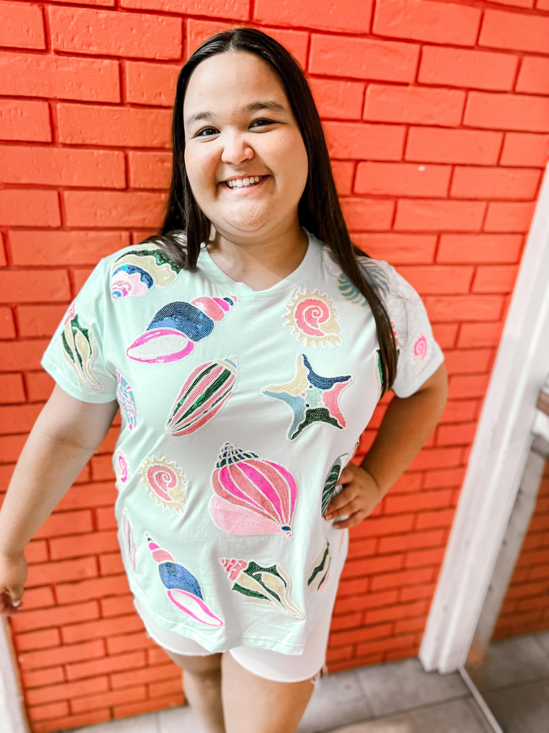 Queen of Sparkles Light Blue Shell Tee Product Image