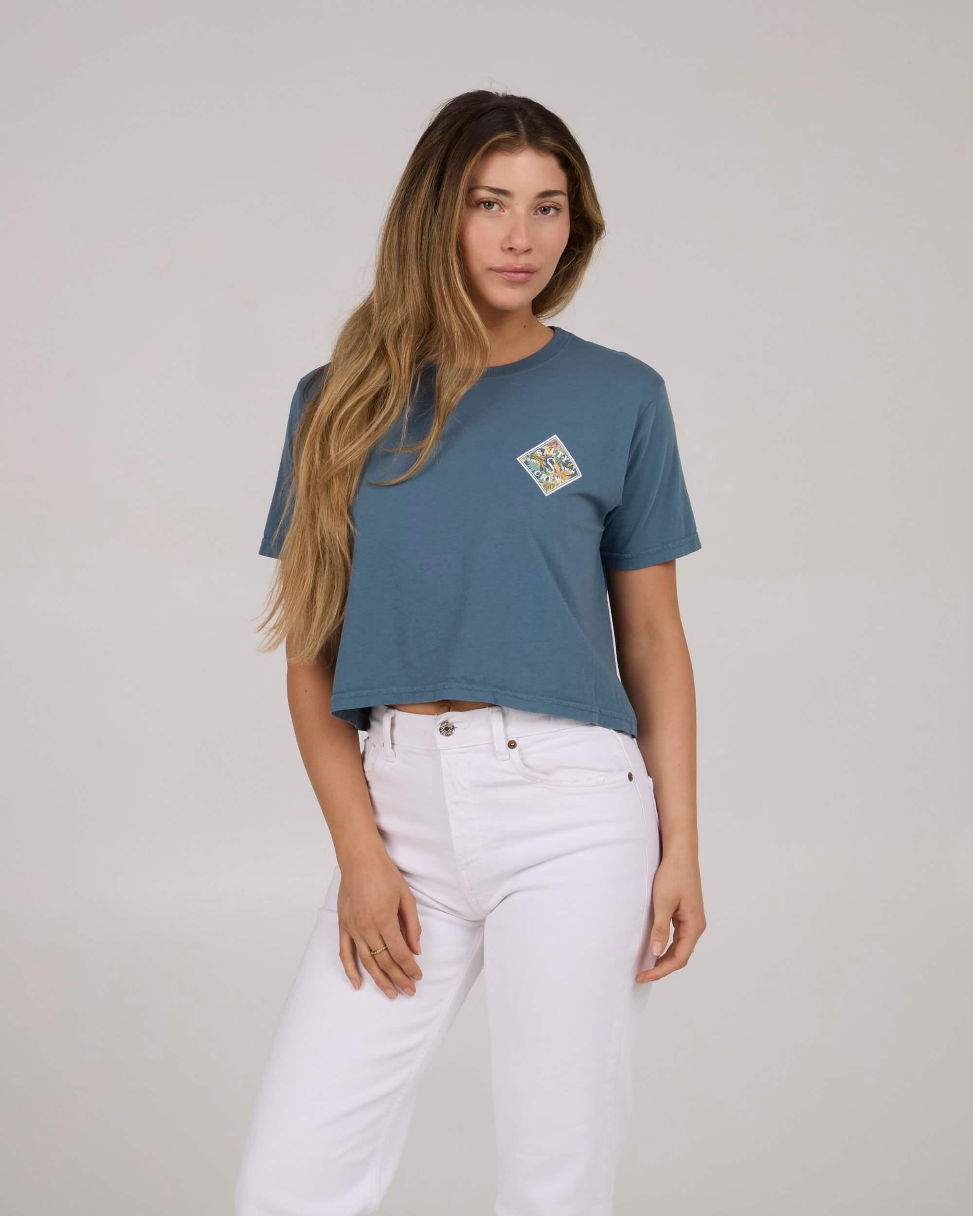 Tippet Fill Crop Tee - Fin Blue Product Image