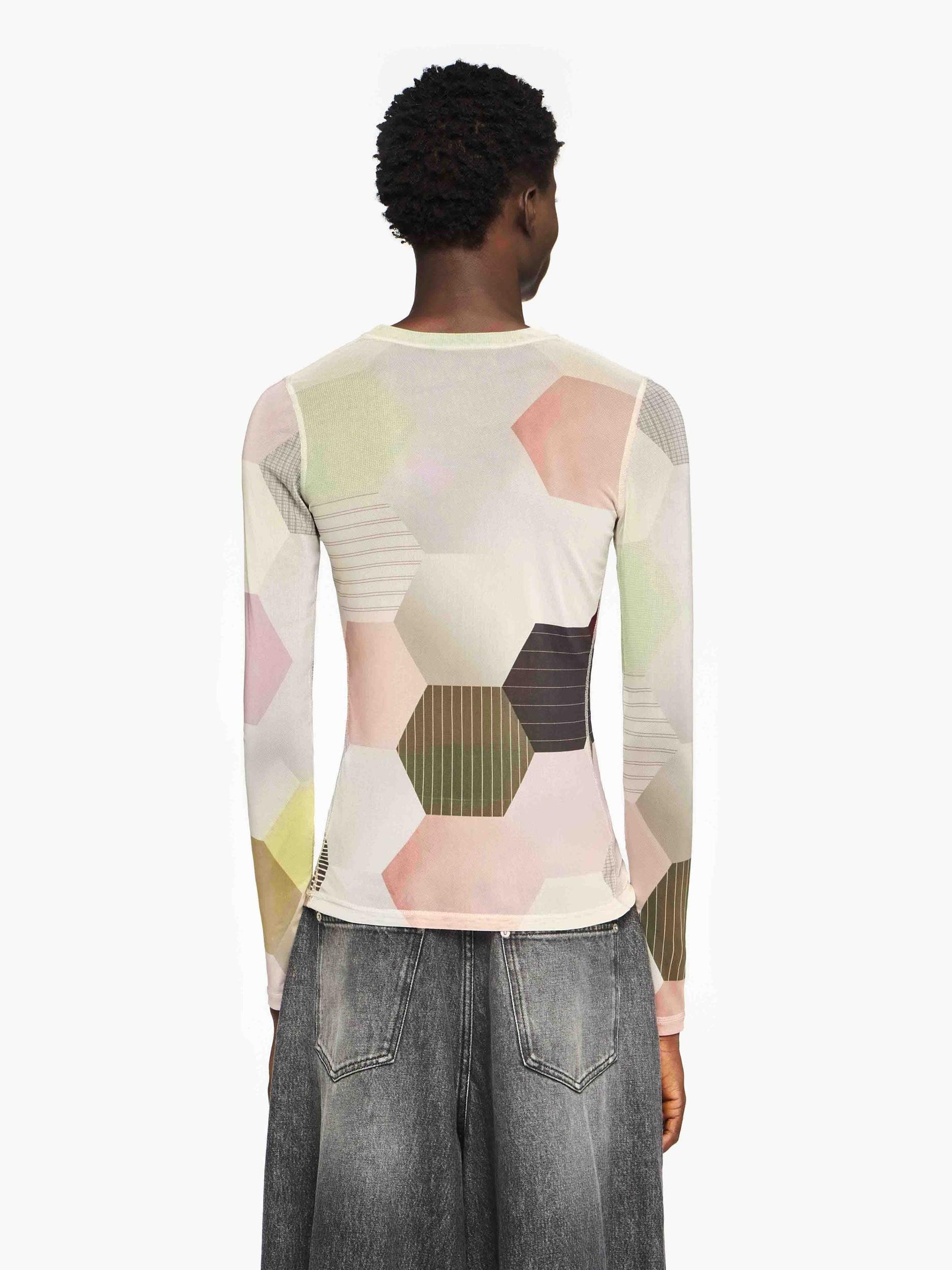 'PATCHWORK' PRINT - SHEER LONG SLEEVE TOP Product Image