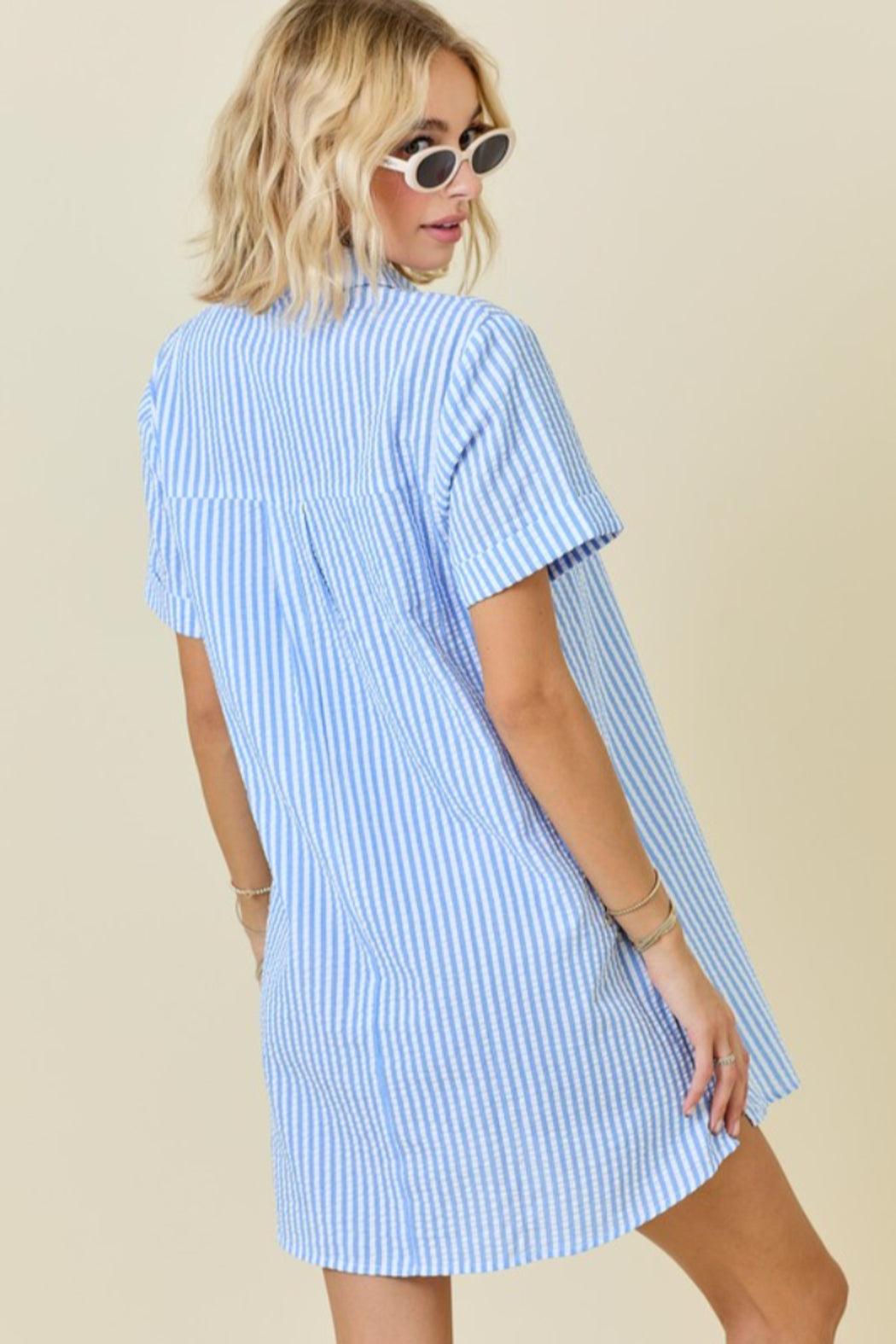 Seersucker Shirt Dress Product Image
