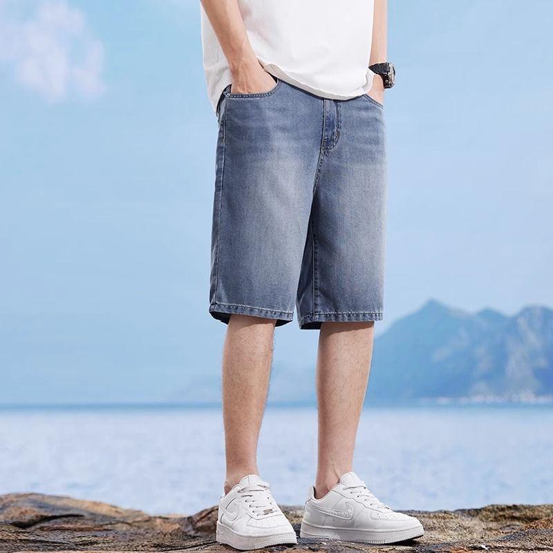Mid Rise Washed Denim Shorts Product Image
