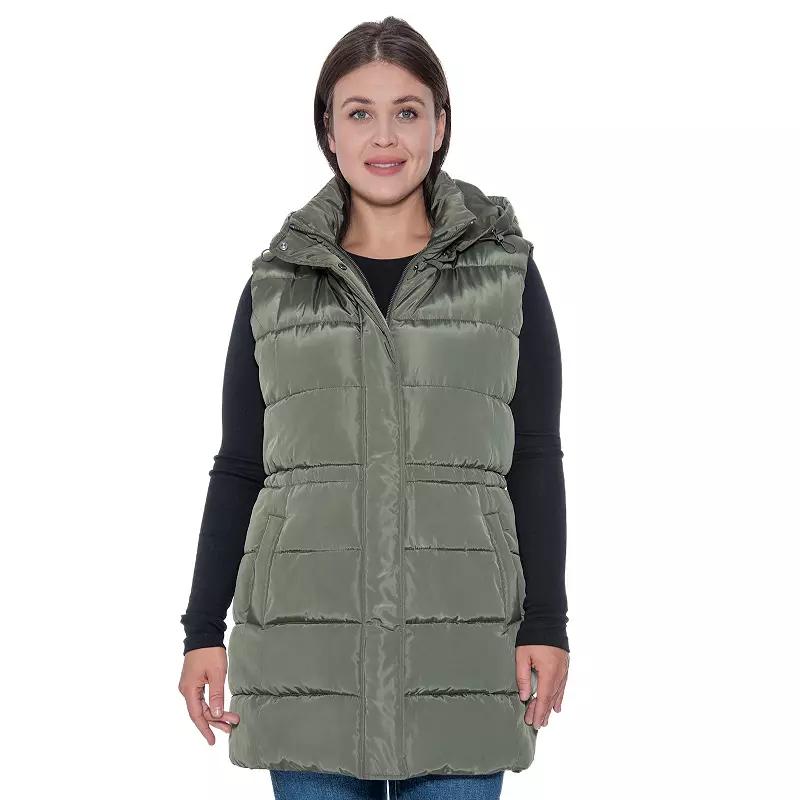 Plus Size Sebby Collection Puffer Vest, Women's, Size: 1XL, Green Product Image