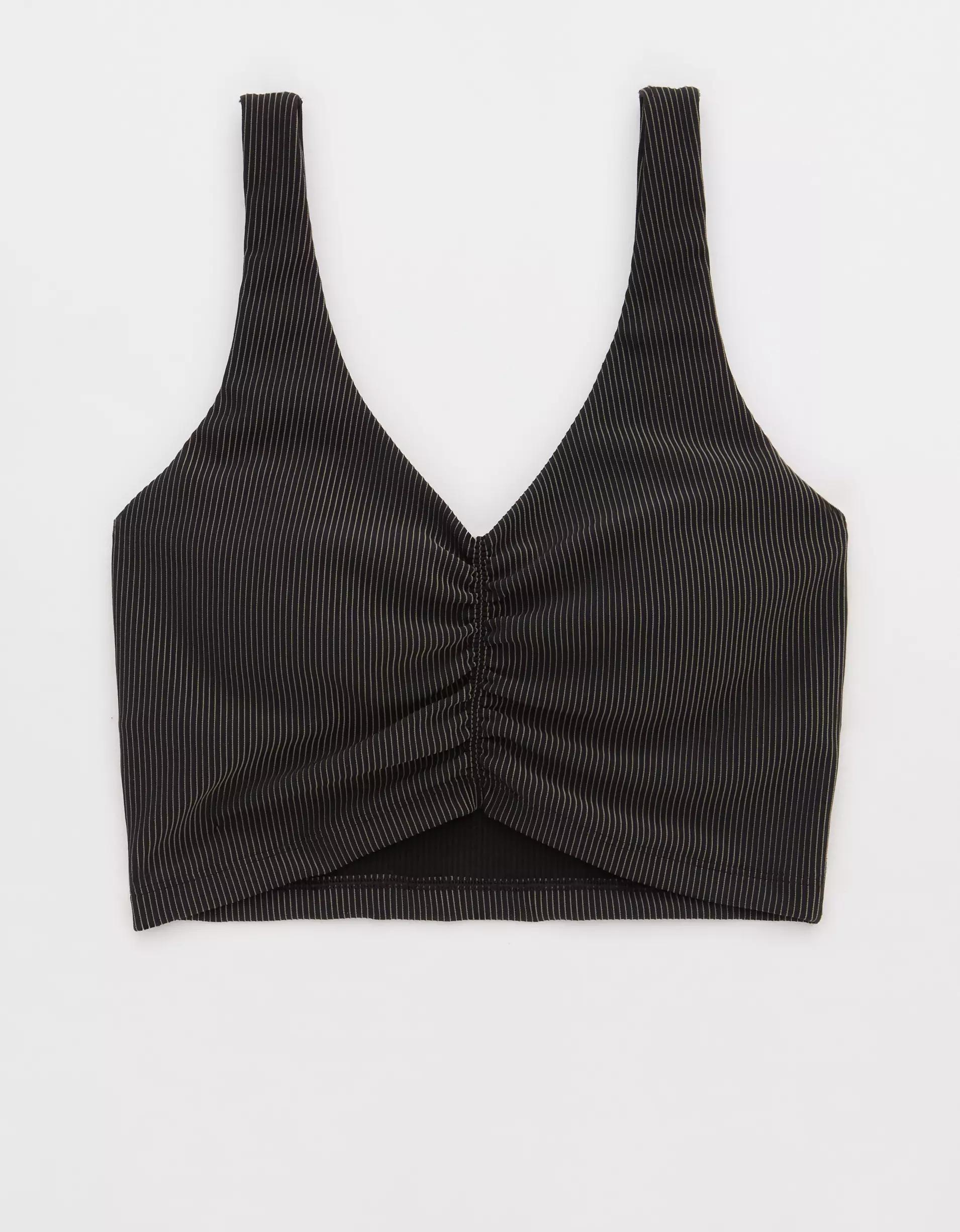 OFFLINE By Aerie Stripe Rib Ruched Low Key Sports Bra Product Image