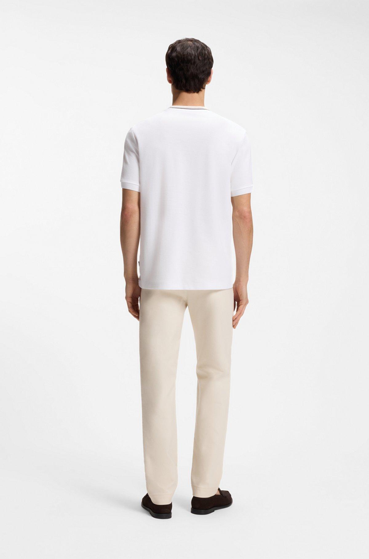 Striped-collar T-shirt in cotton piqué Product Image