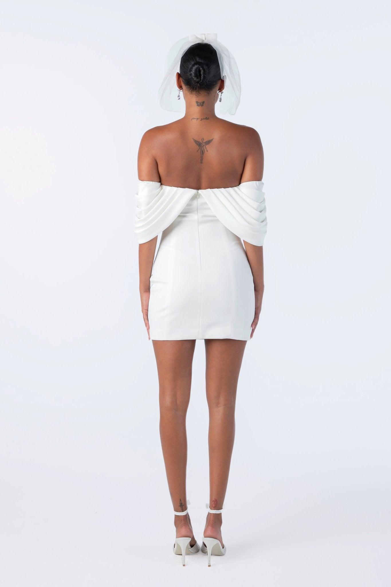 Kate Bow Dress (White) Product Image
