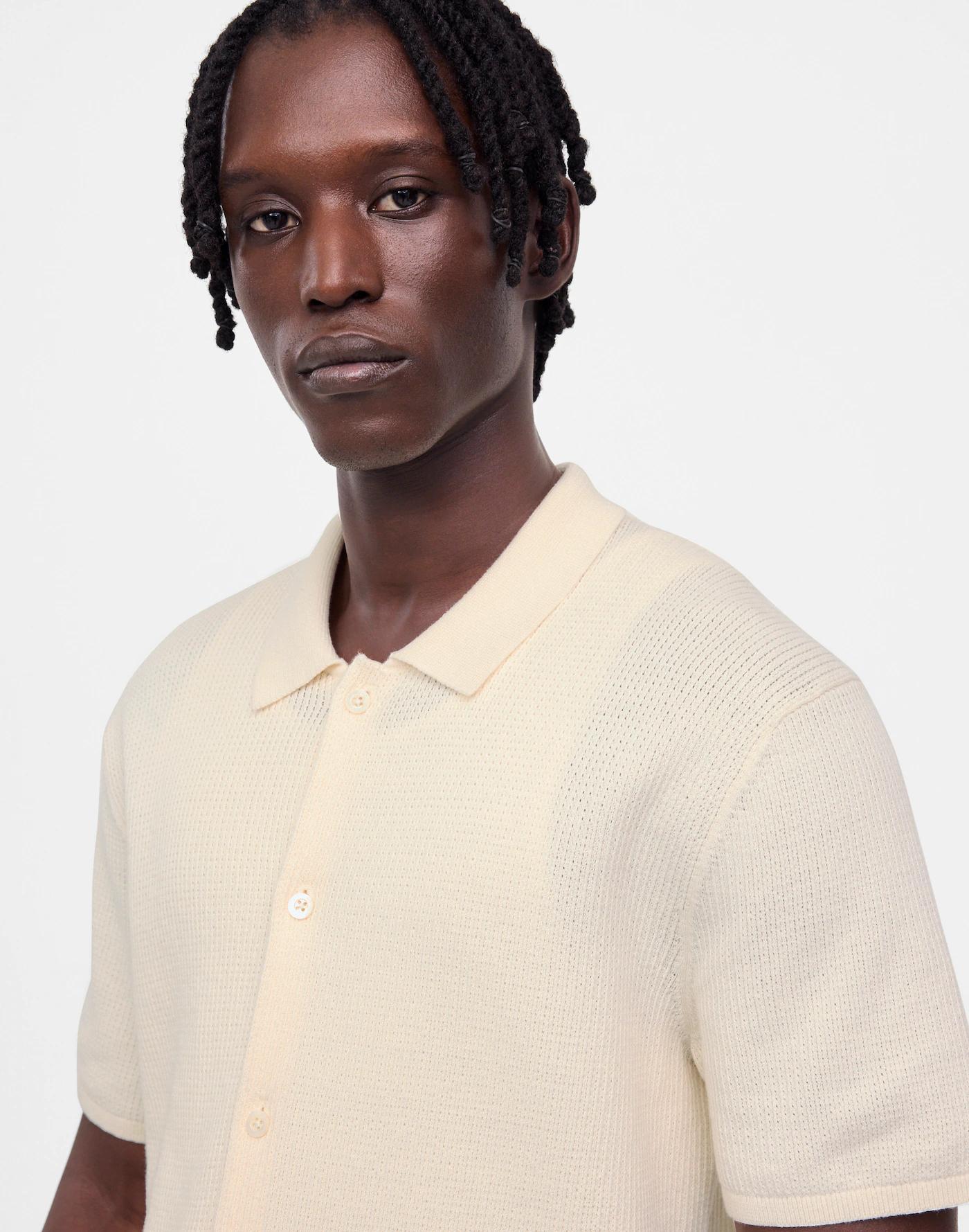 Tuck-Stitch Button-Up Sweater Polo Product Image