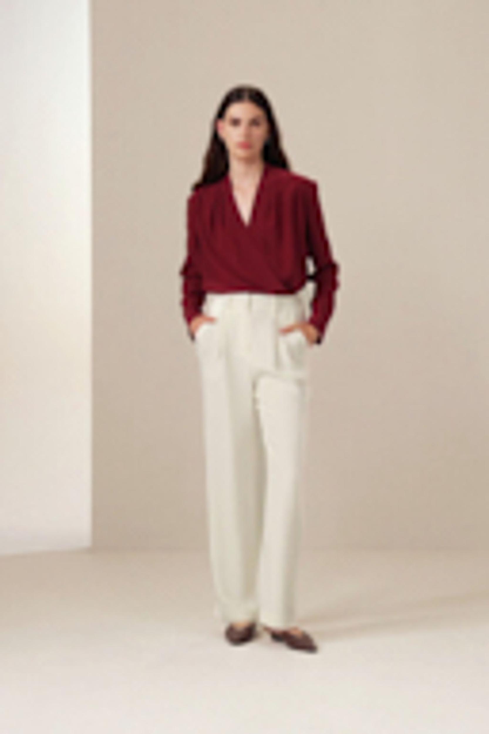 Silk Crêpe de Chine Long Sleeve Blouse Product Image