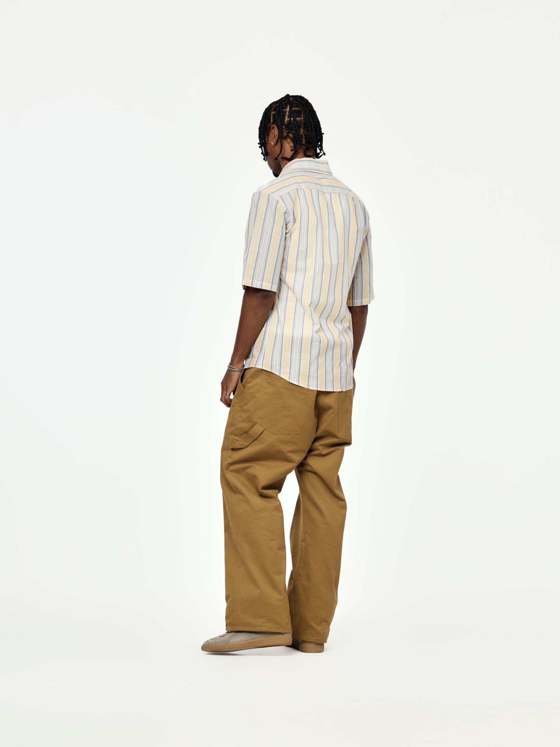 Stripe S/S Casual Shirt (Yellow/Blue) Product Image