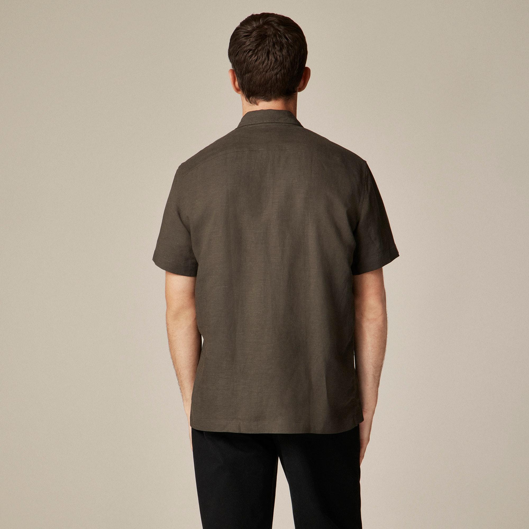 Short-sleeve viscose-linen blend shirt Product Image