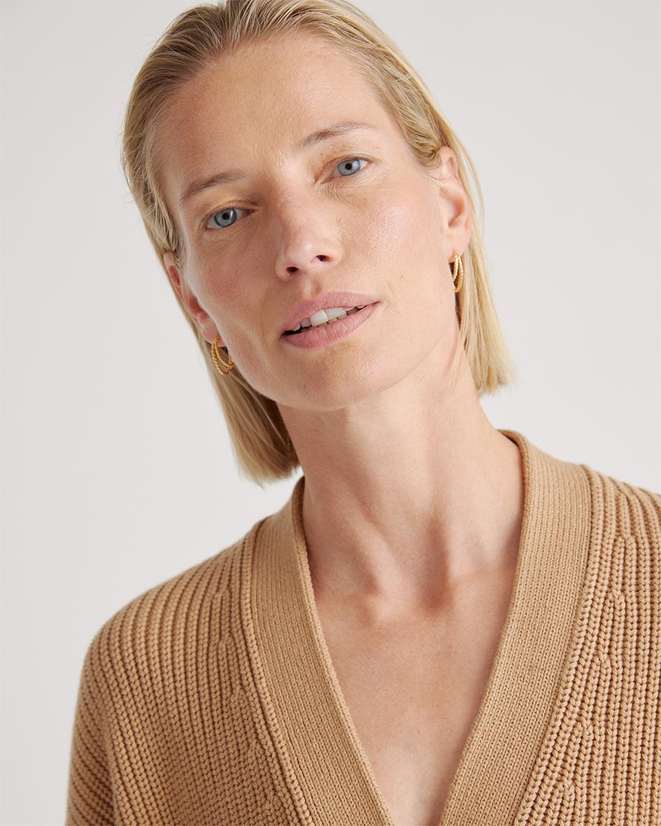 Quince | Women's Fisherman Boxy Cropped Cardigan Sweater Organic Cotton Product Image