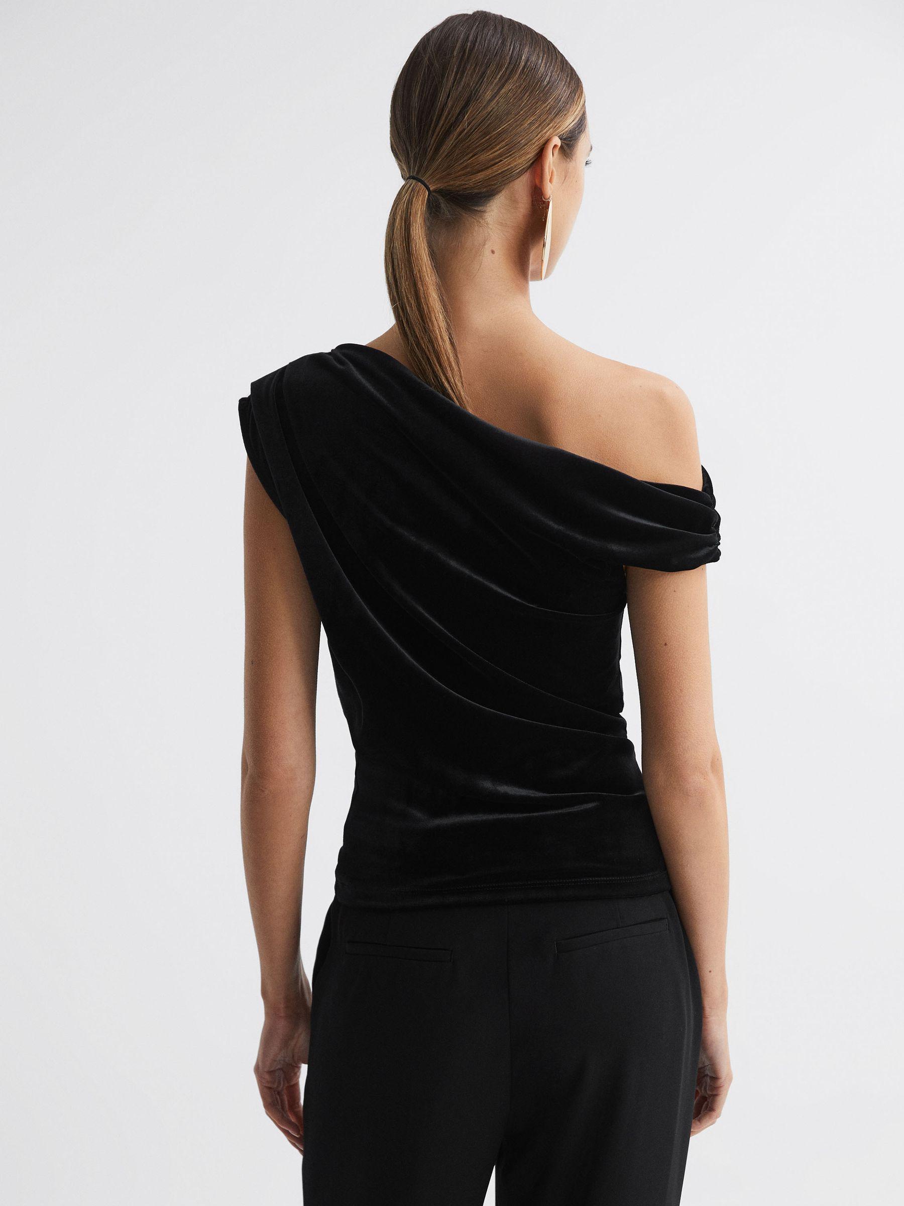 Velvet Off-The-Shoulder Top in Black Product Image