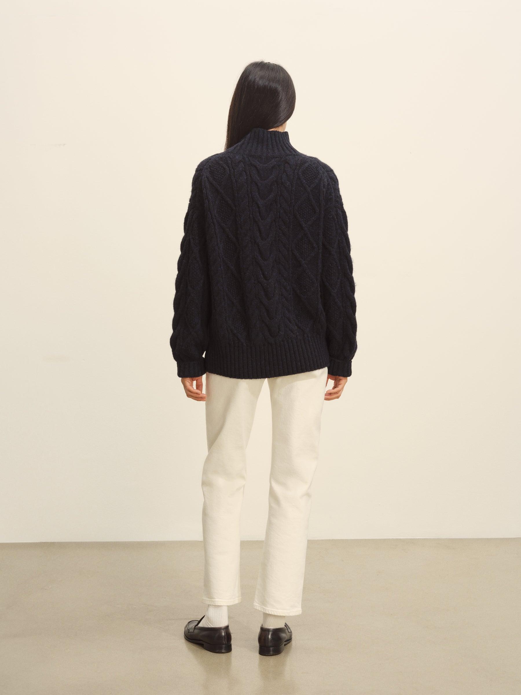 Dark Navy Highland Alpaca Cable Turtleneck Product Image