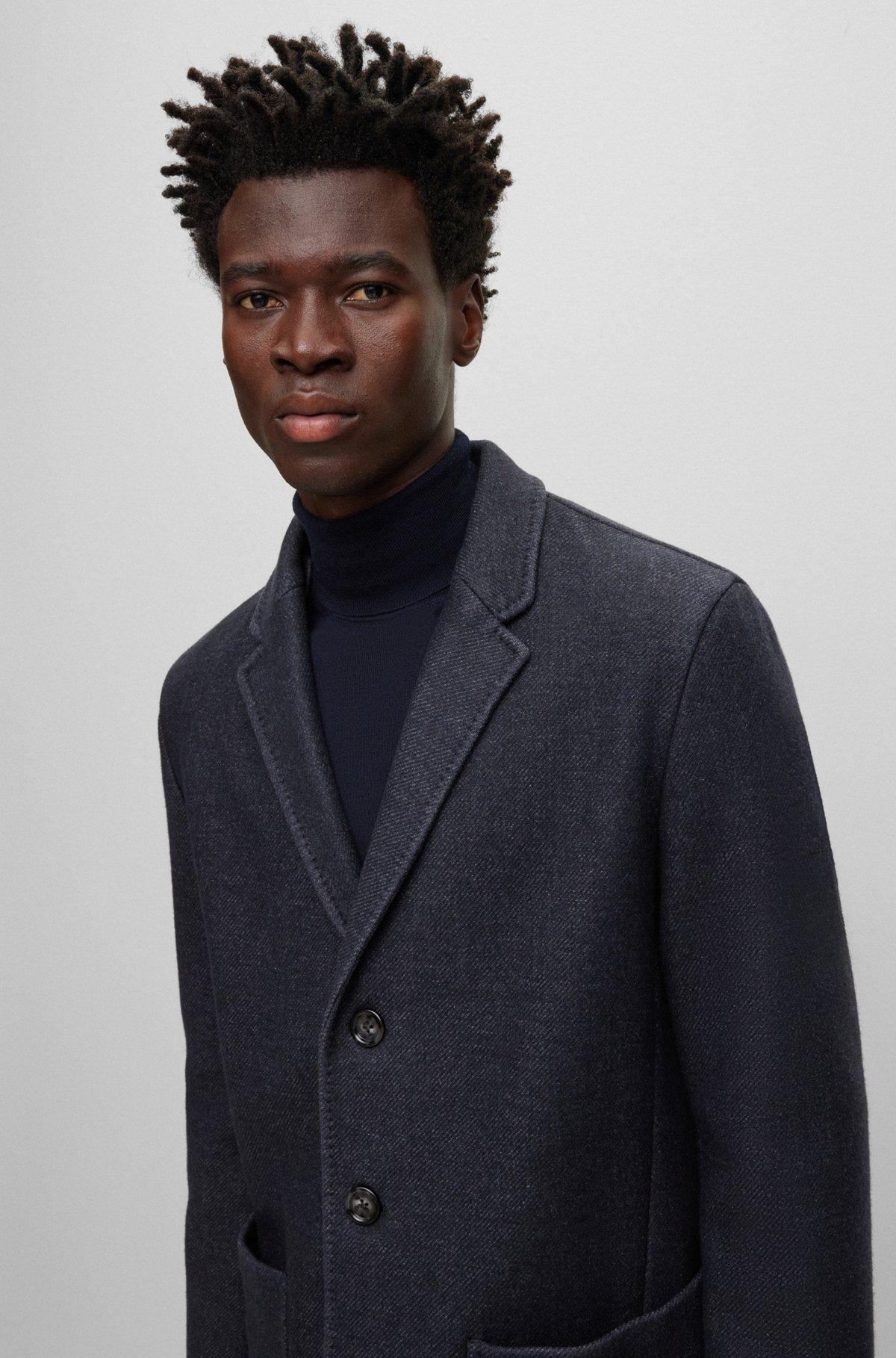 Slim-fit coat in a micro-patterned wool blend Product Image