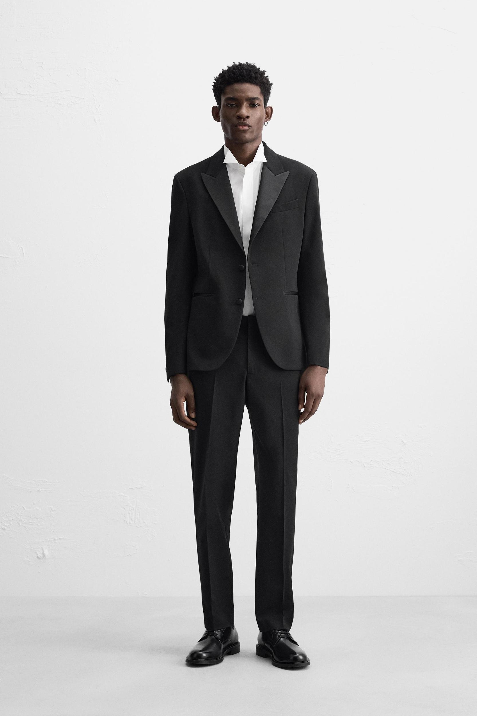 WOOL BLEND TUXEDO SUIT BLAZER Product Image