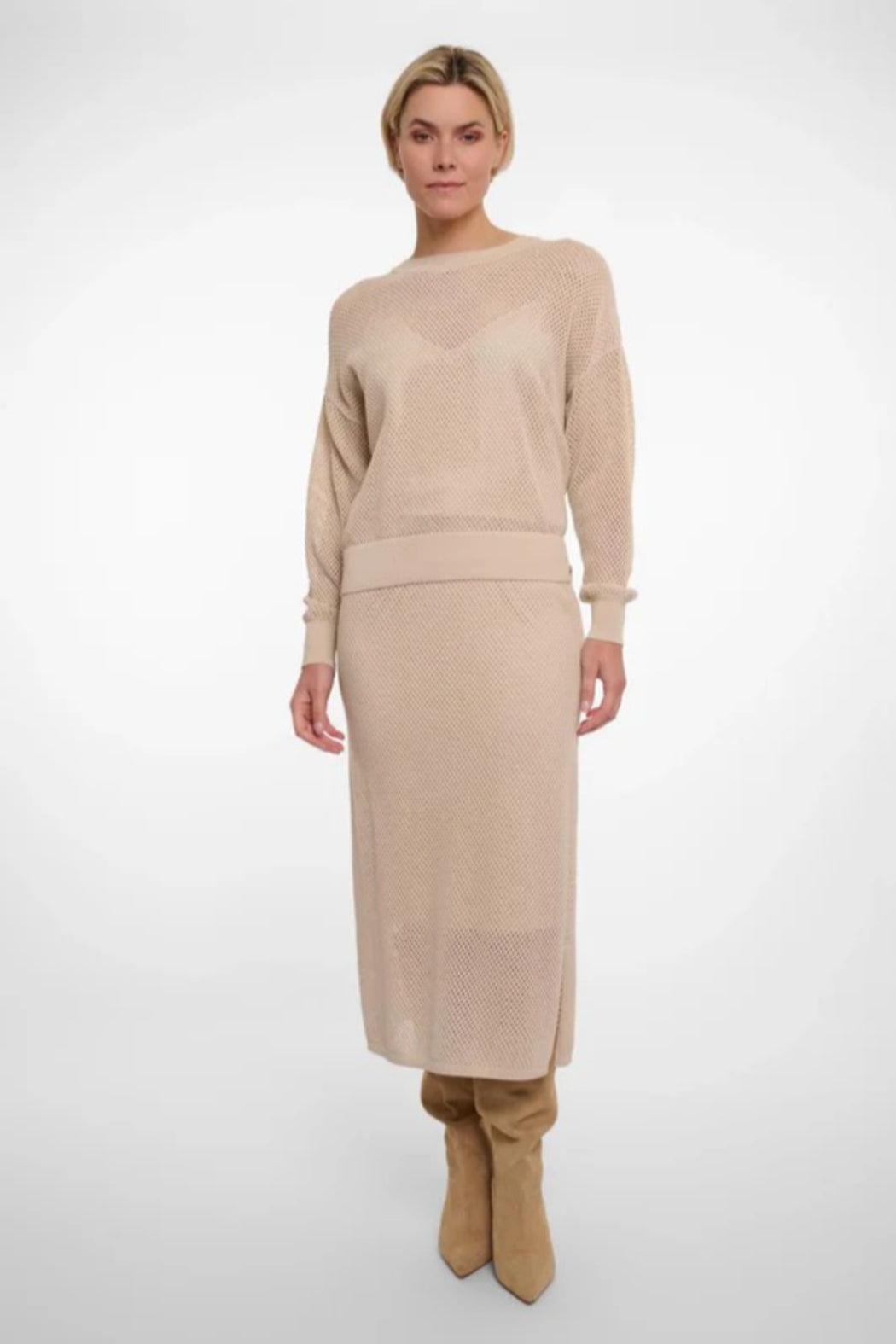 Birch Open Knit Midi Skirt Product Image