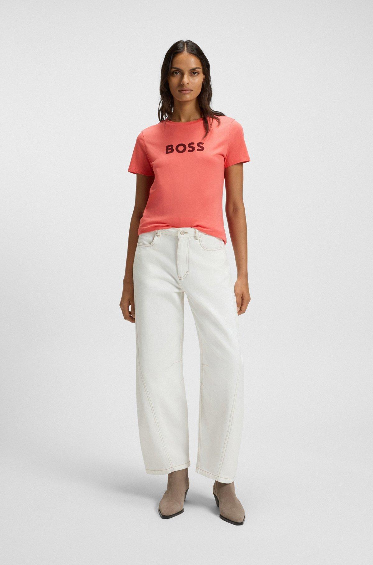 Cotton T-shirt with contrast logo stripe Product Image