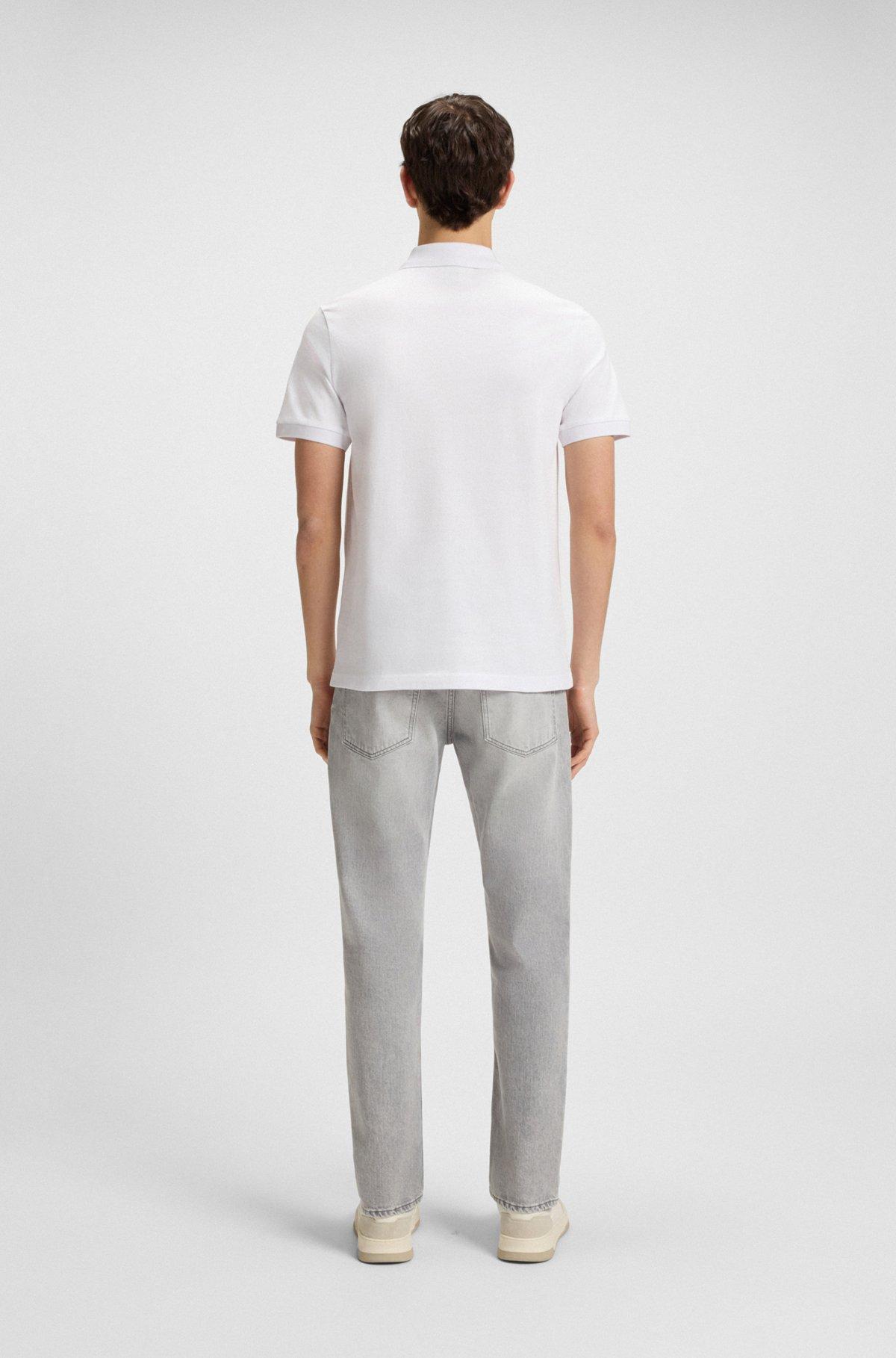 BOSS - Extra-slim-fit stretch-cotton shirt with logo tape - White Product Image