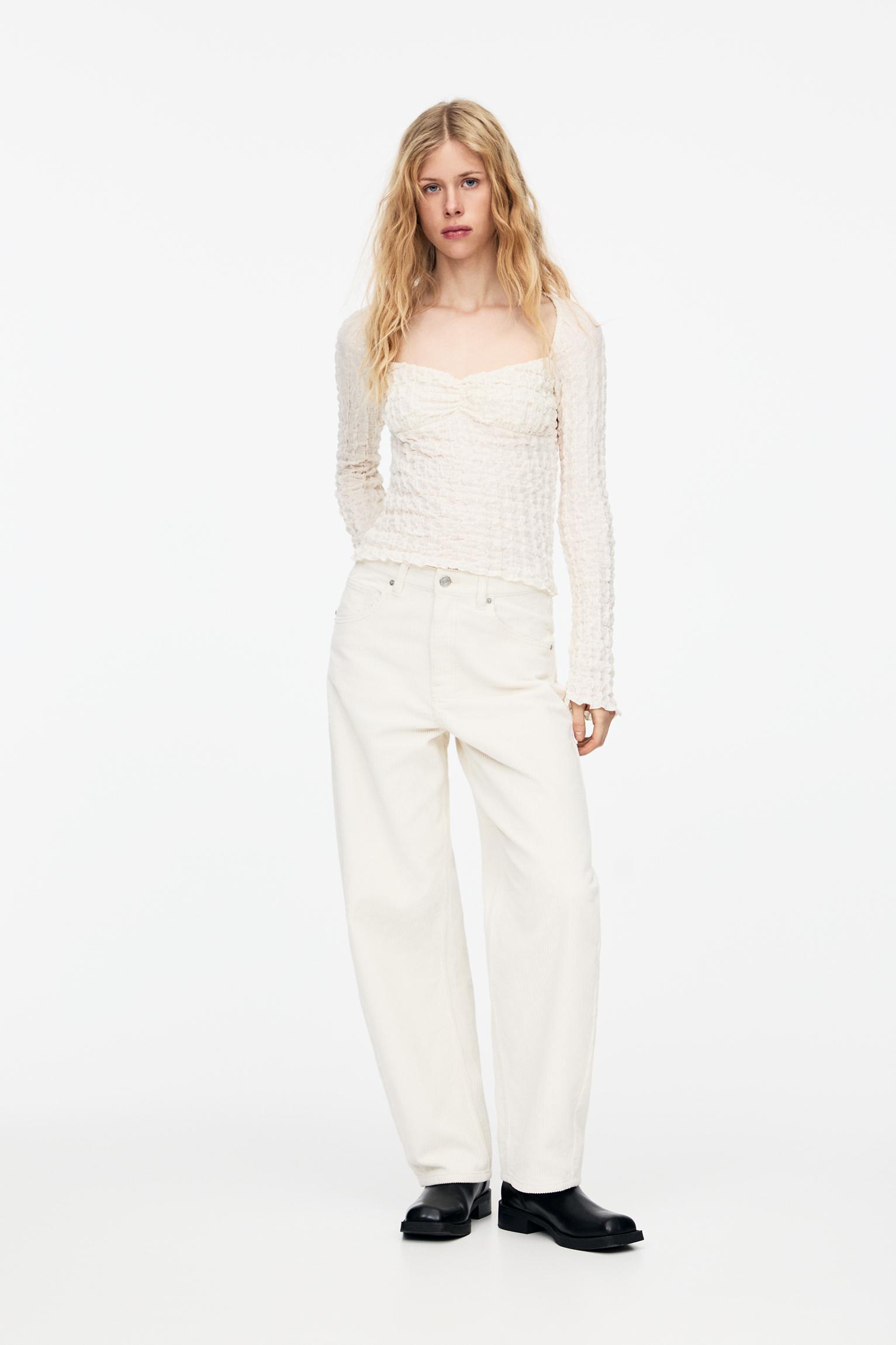 Textured corsetry-inspired T-shirt Product Image