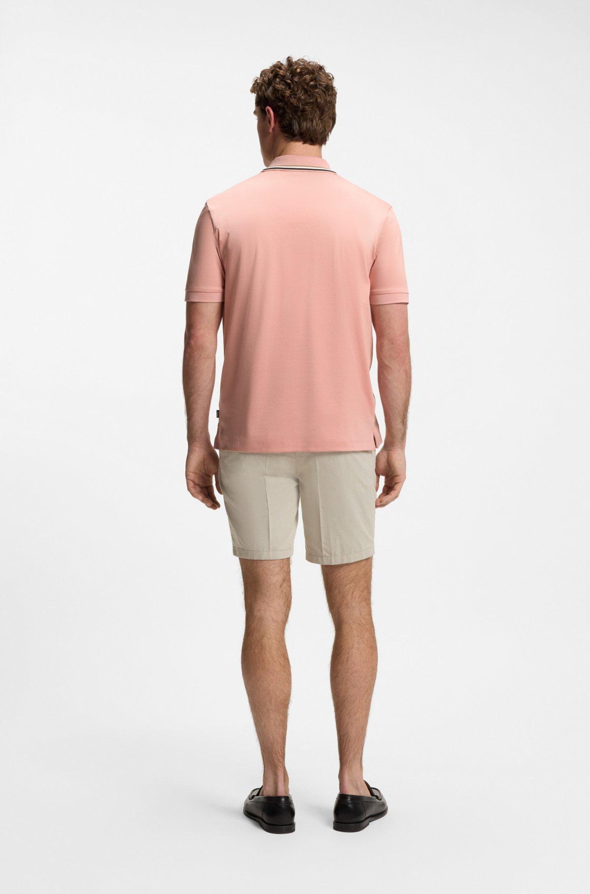 Slim-fit cotton polo shirt with striped collar Product Image