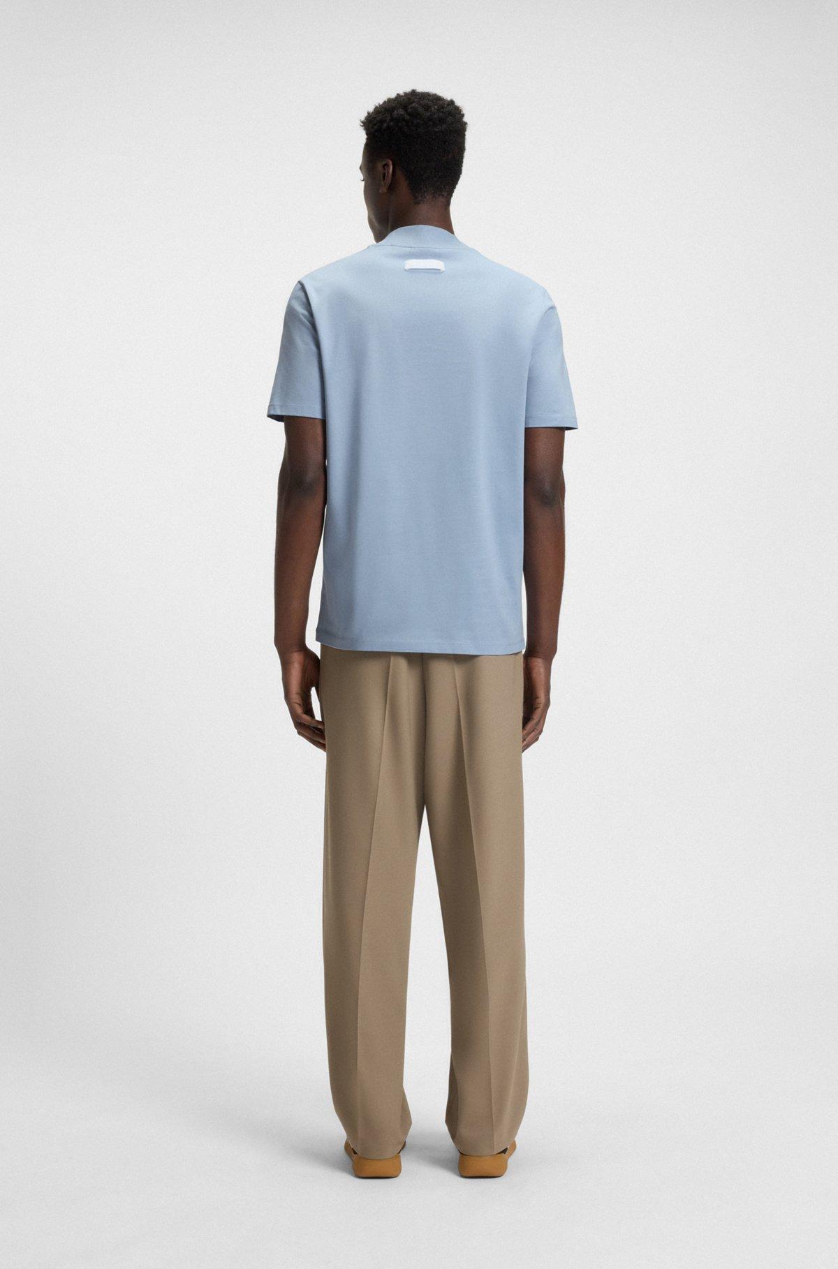 Slim-fit T-shirt in stretch cotton with stand collar Product Image