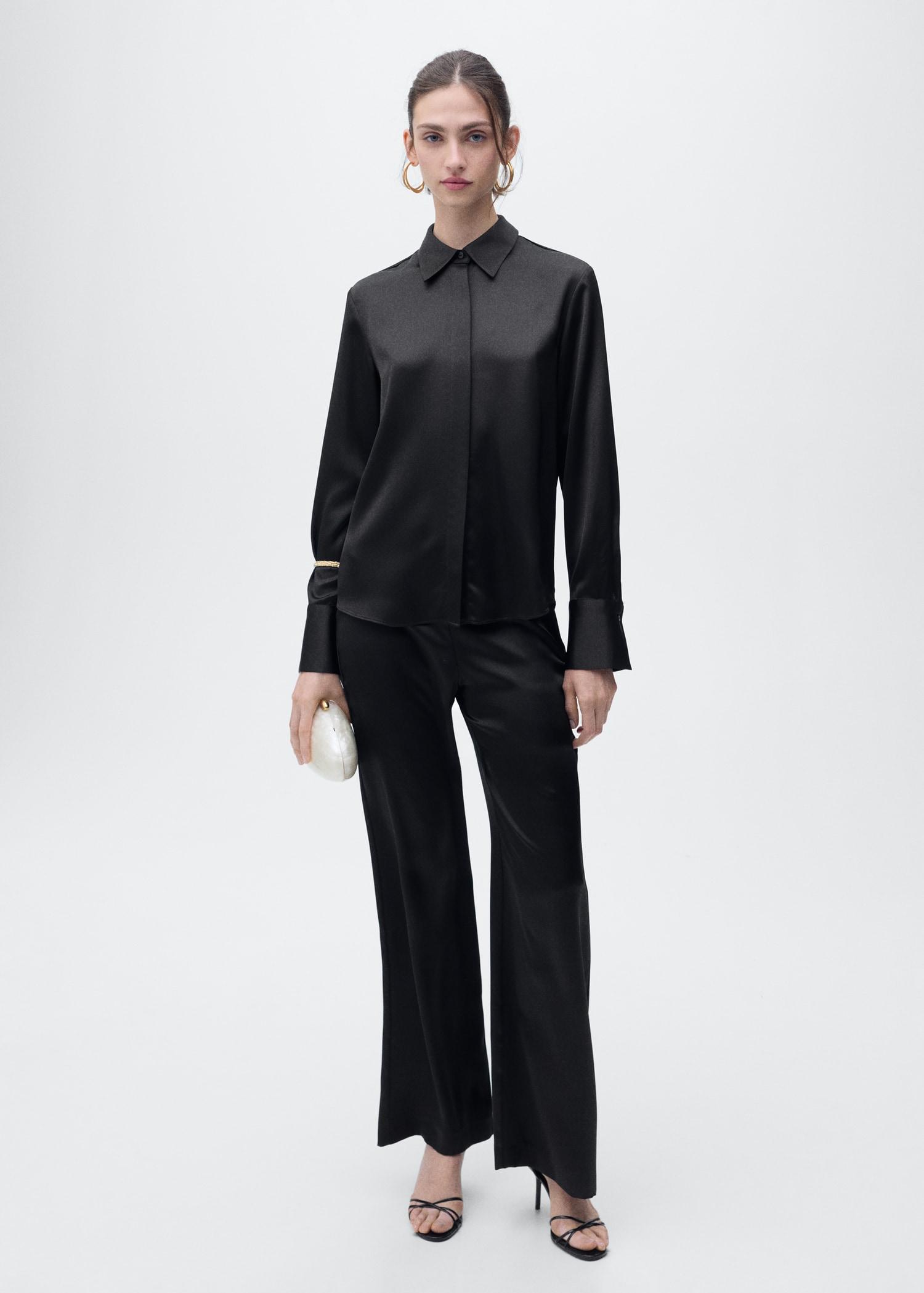 Satin straight-fit pants - Women | MANGO USA Product Image