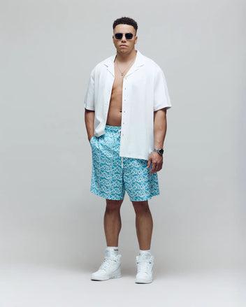 MENS BIG AND TALL JAYME KNIT SEERSUCKER CABANA COLLAR SHIRT - BT0300001 Product Image