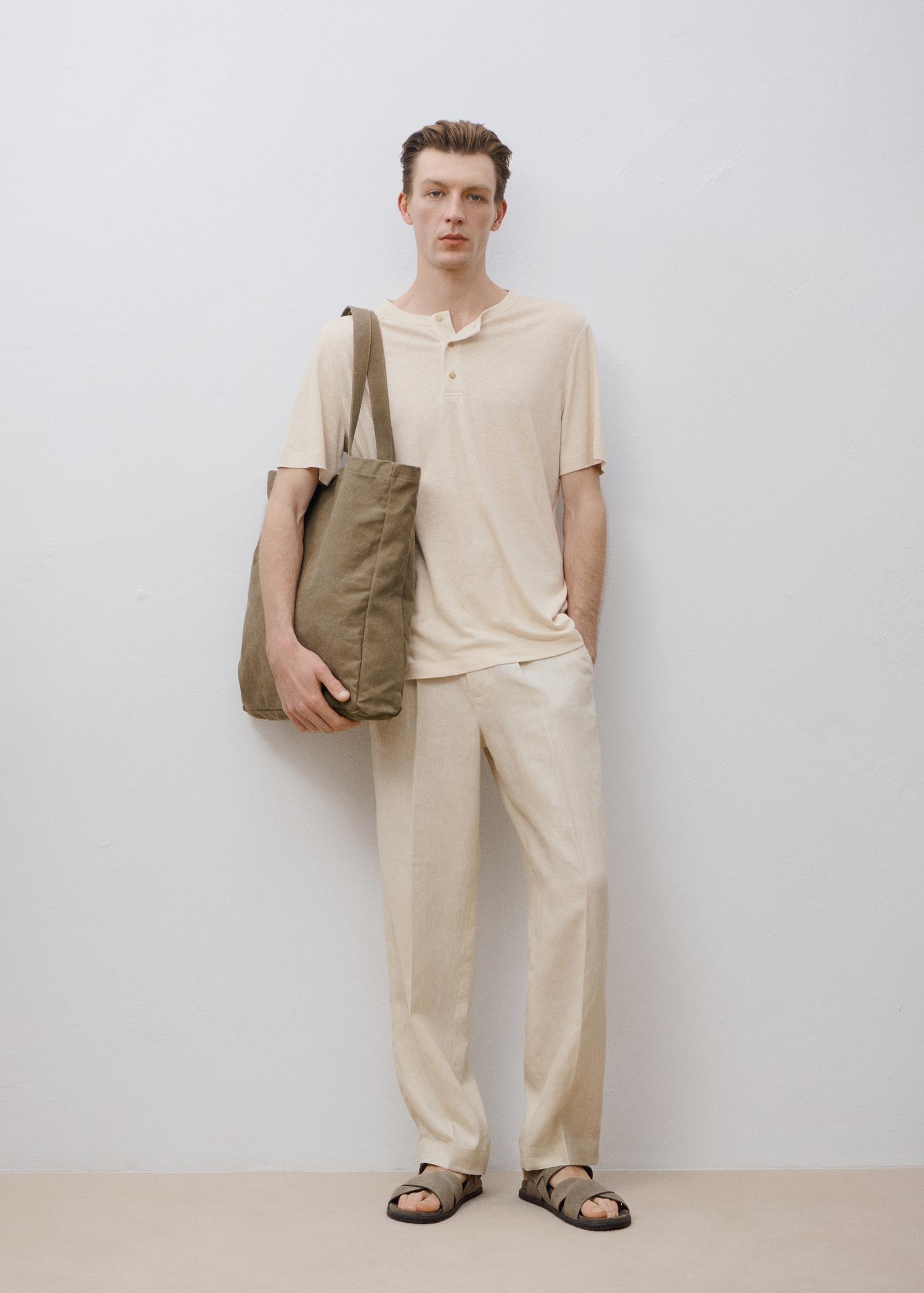 100% linen pleated pants - Men | MANGO USA Product Image