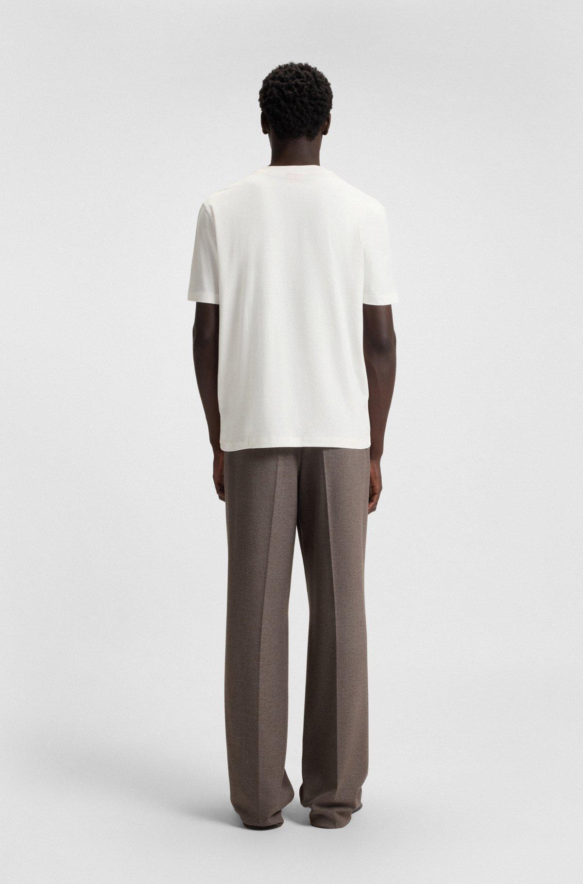 Cotton-jersey T-shirt with geometric logo embroidery Product Image