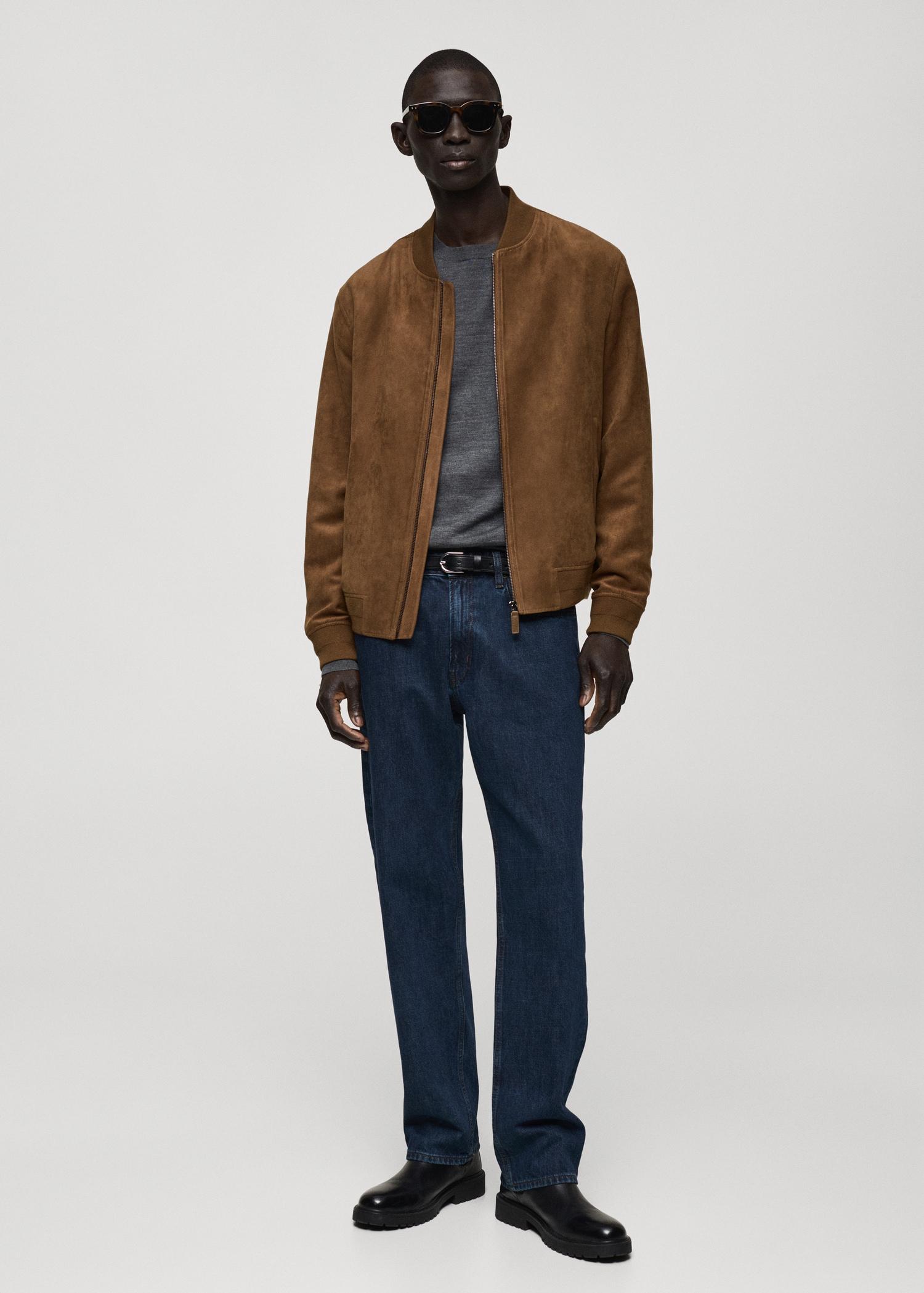 Suede-effect bomber jacket - Men | MANGO USA Product Image