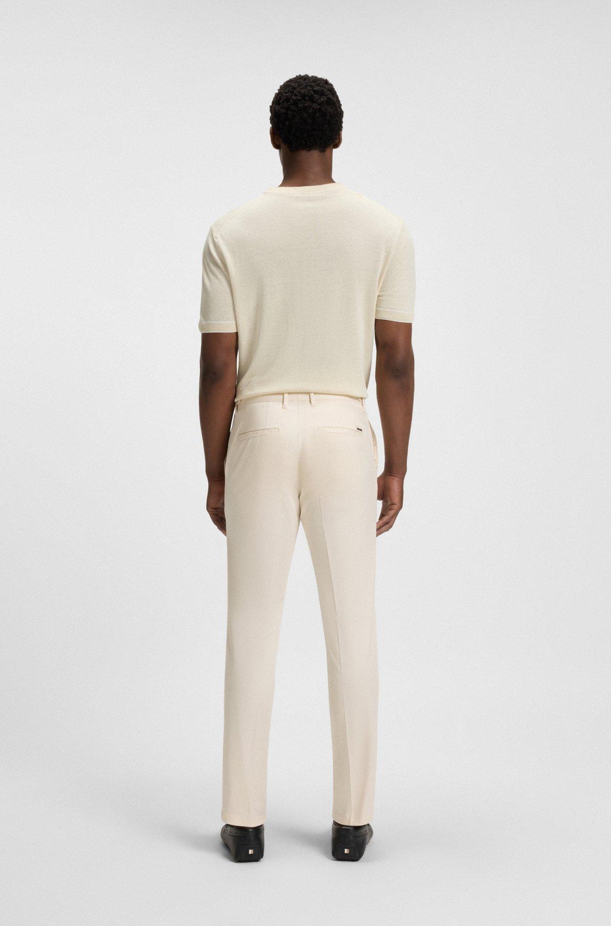 BOSS - Formal trousers in comfort-stretch cotton - White Product Image