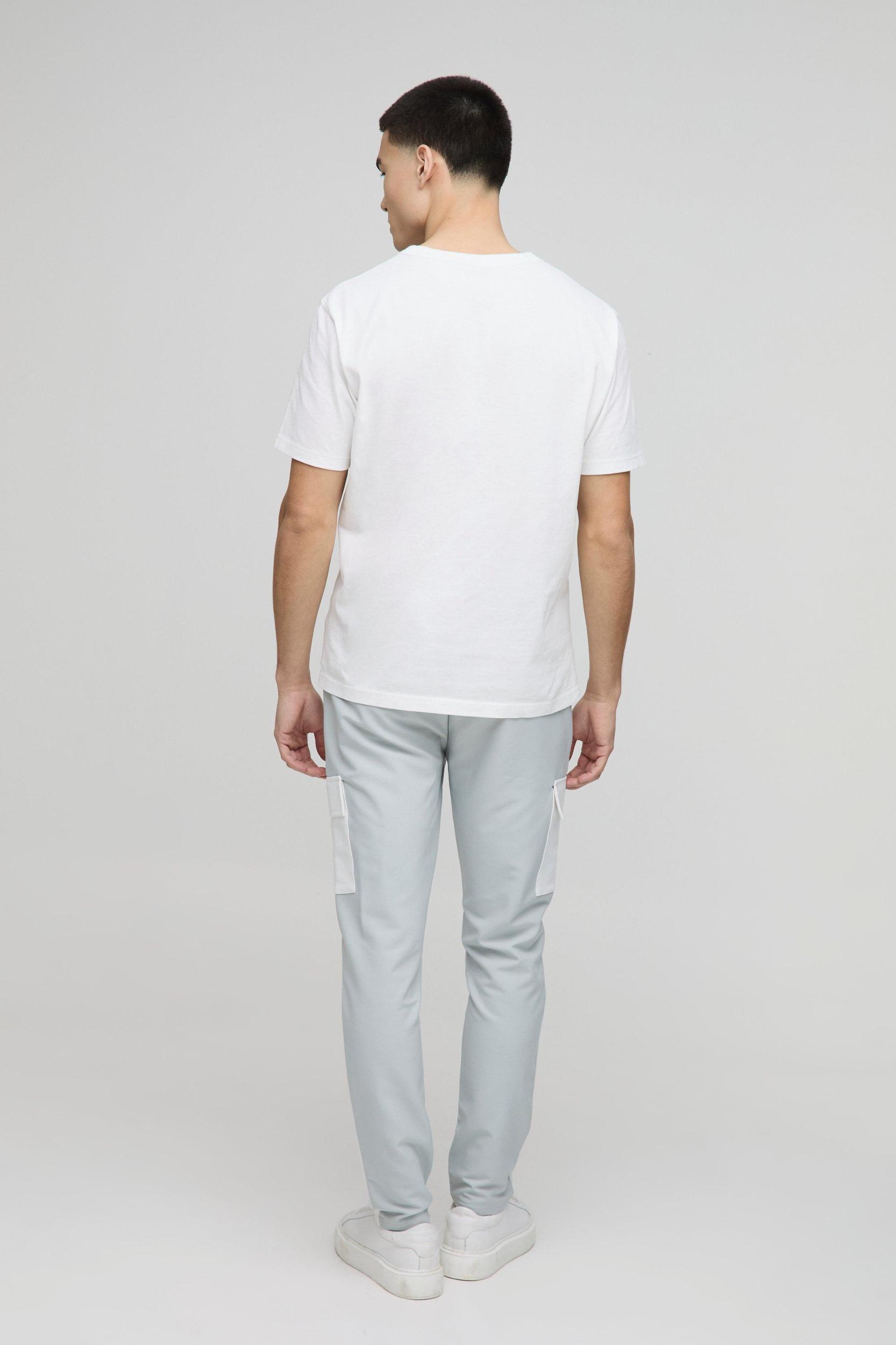 Elasticated Waist Skinny Fit Technical Stretch Colour Block Cargo Pants | boohooMAN USA Product Image