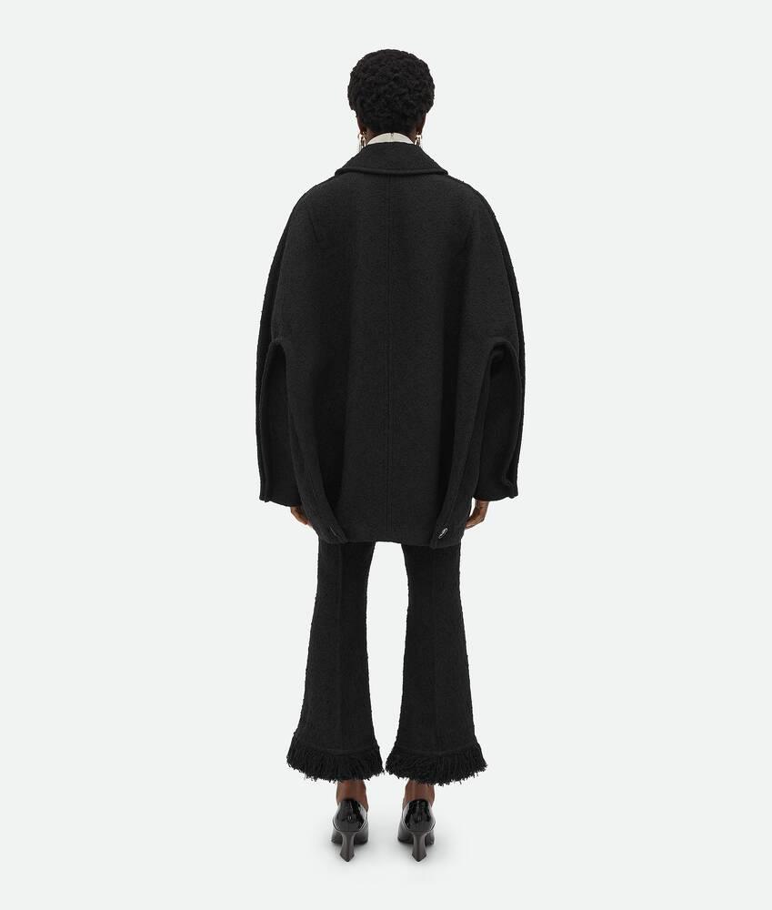 Women's Light Cotton Tweed Cocoon Coat in Black Product Image