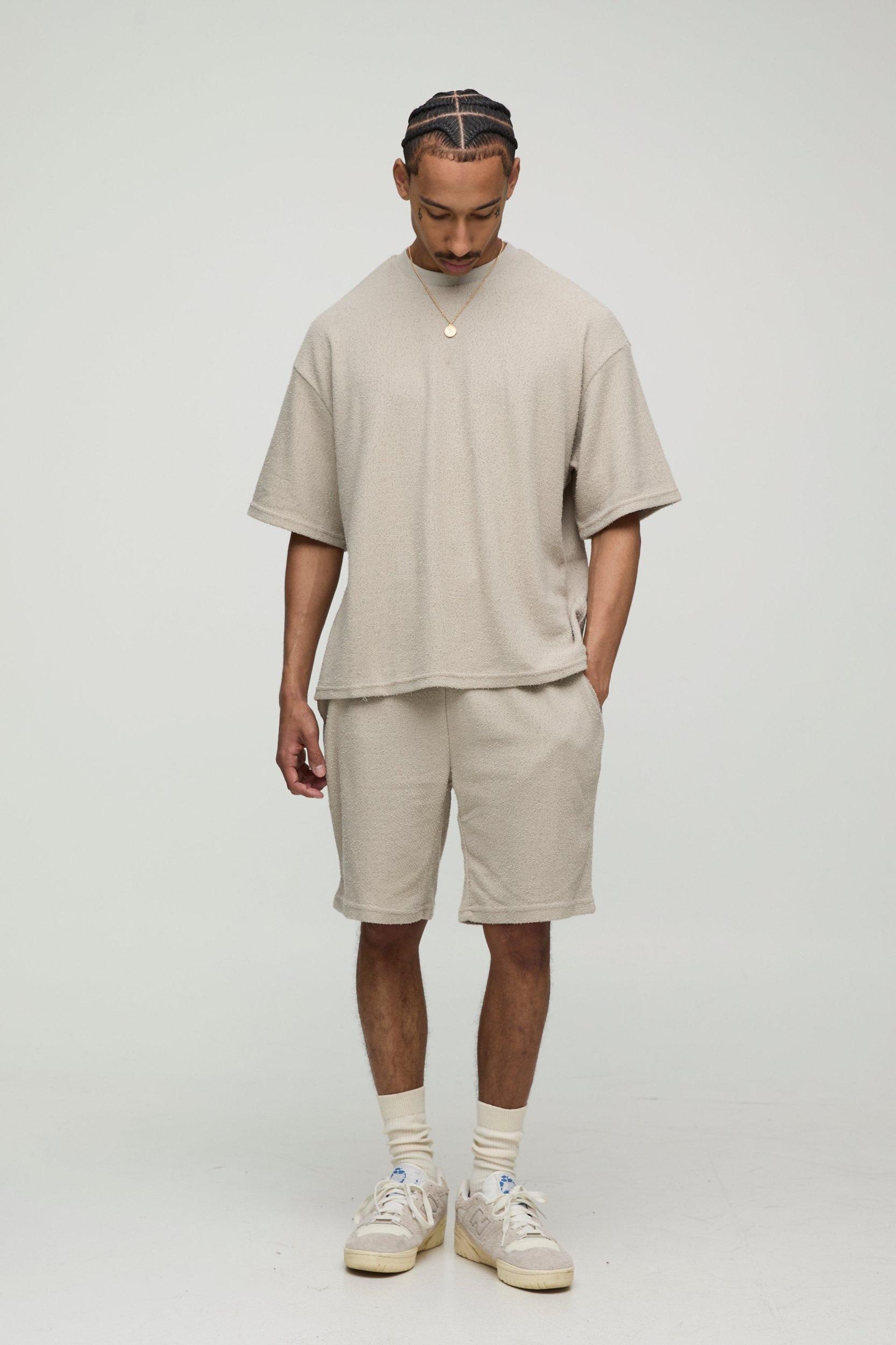 Oversized Boxy Natural Texture T-Shirt | boohooMAN USA Product Image