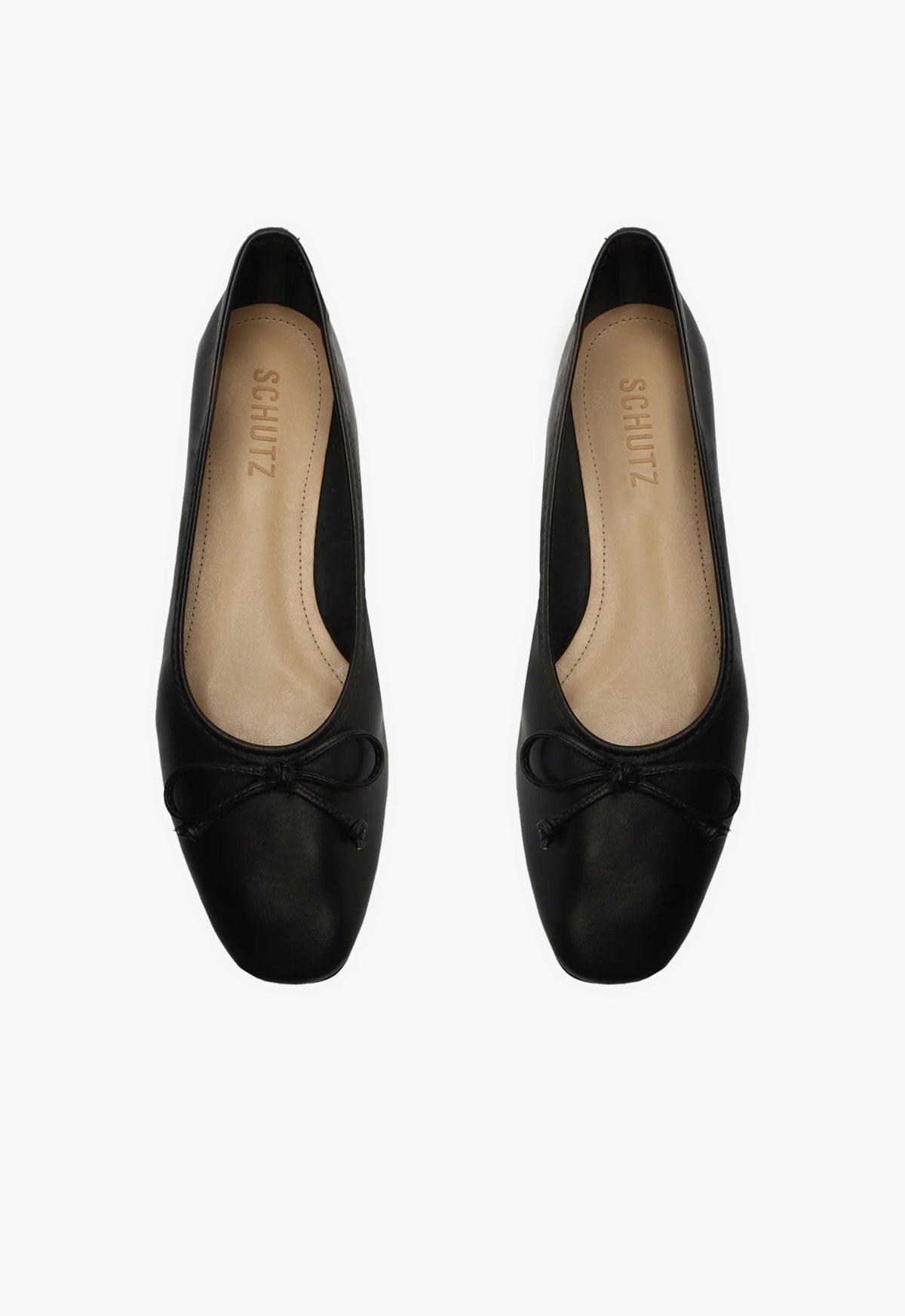 Arissa Black Leather Ballet Flat Female Product Image